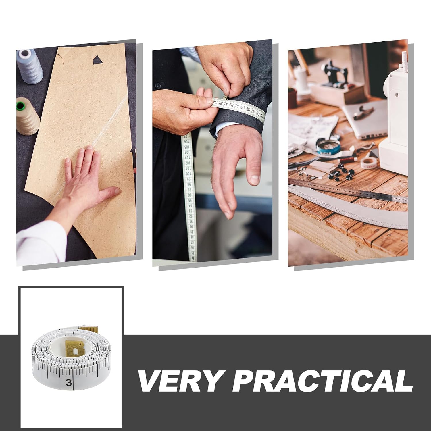 2pcs White Soft PVC Fiberglass Tape Measure for Tailor Sewing and Body Measurement, Flexible Clothing Measuring Tape with Dual Scale for Craft and Woodworking