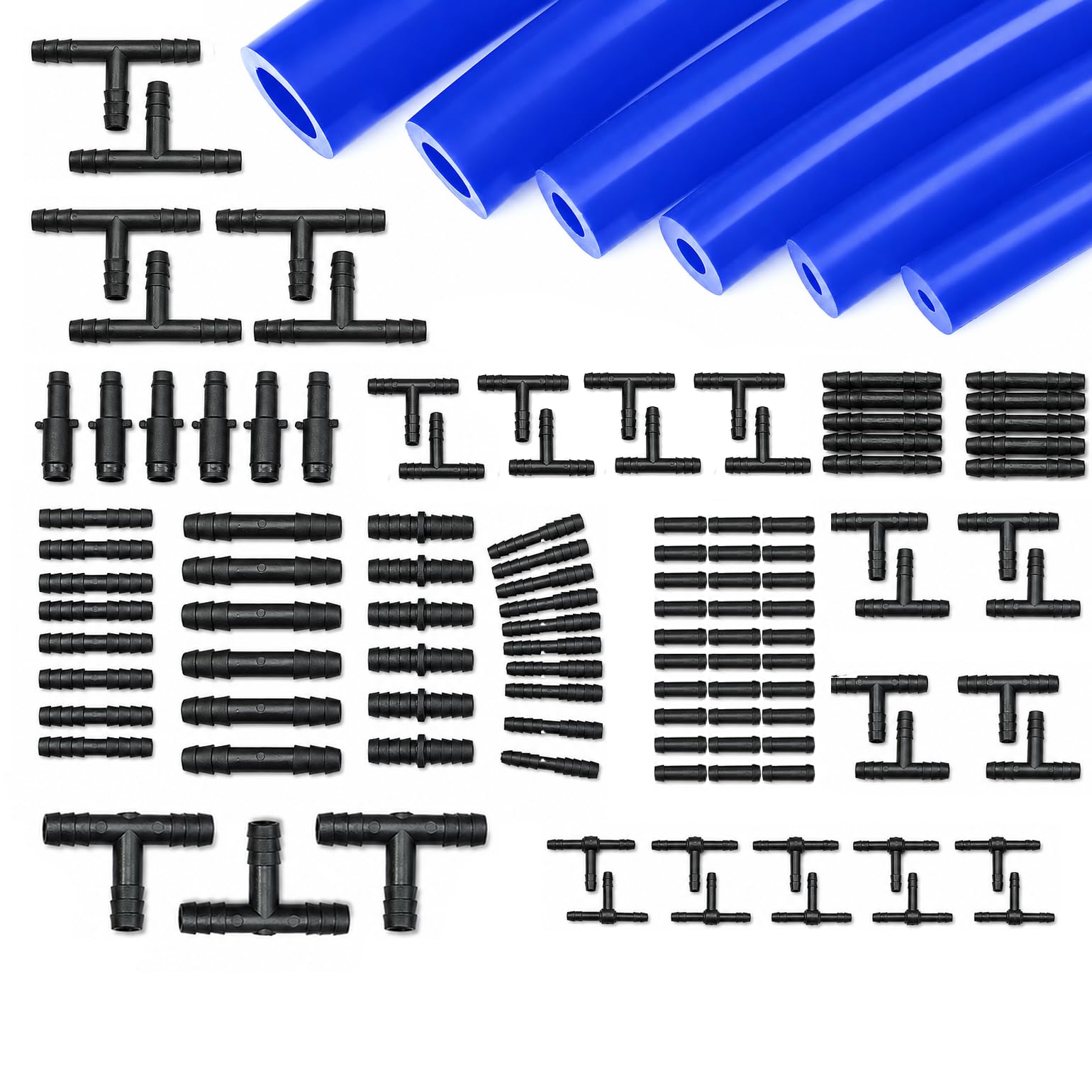 Ucreative 6PCS 5FT Silicone Vacuum Hose with 113PCS Connectors Blue