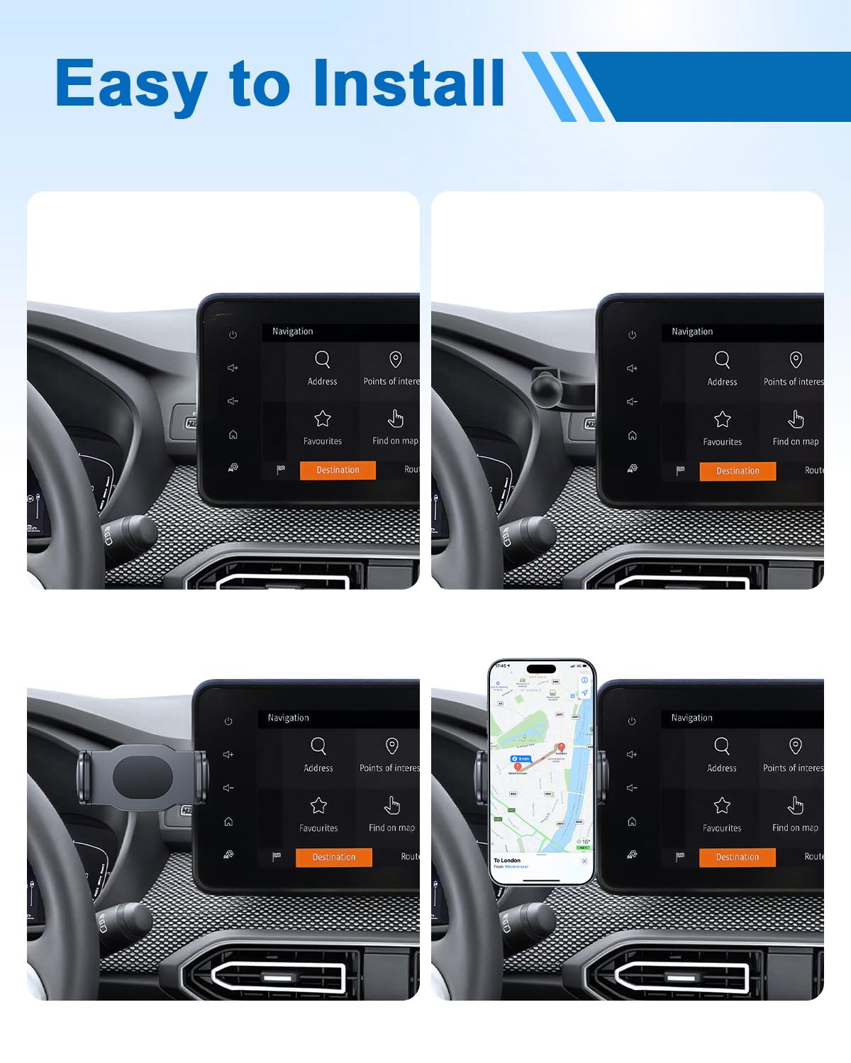 Supporto Cellulare Compatibile con Dacia Sandero 3/ Dacia Jogger/Dacia Logan 3 2021-2026, Supporto Telefono, Porta Cellulare Auto, Rotazione a 360°, per Tutti Smartphone 4"-7"