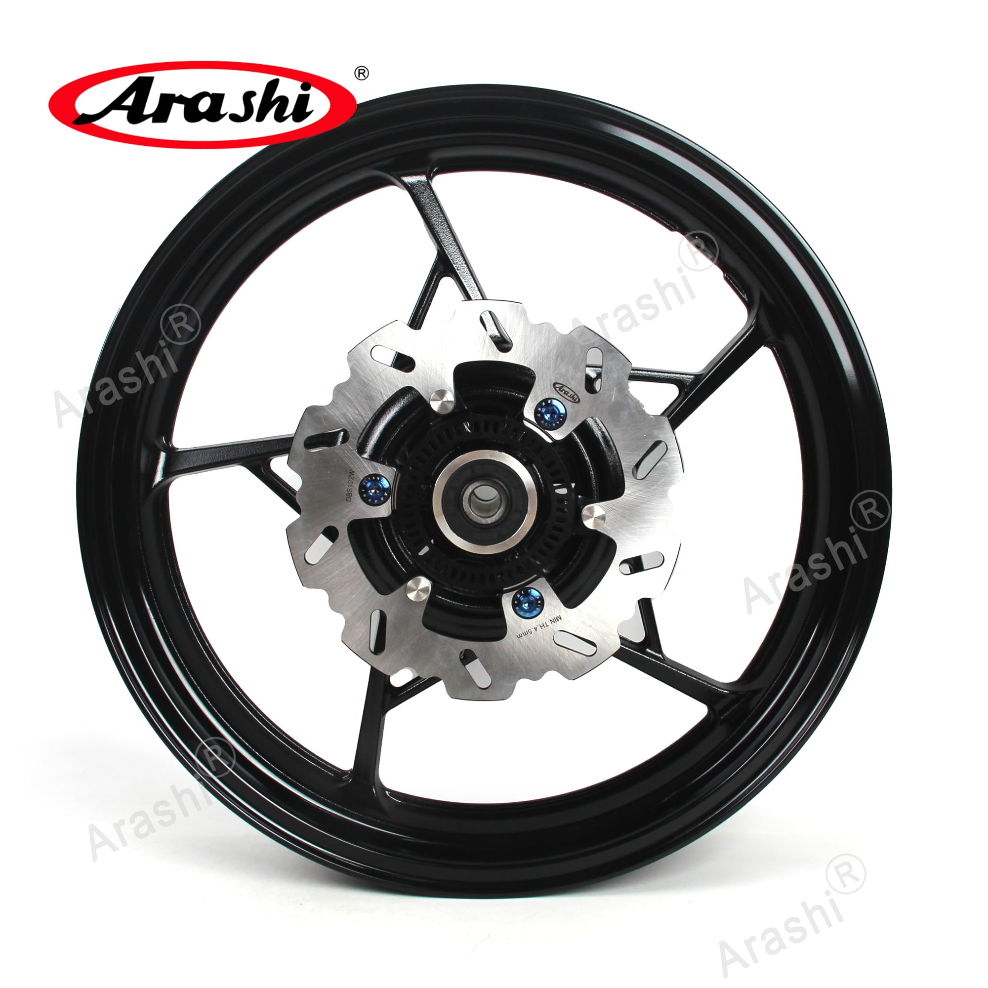 Arashi Glossy Black Front and Rear Wheel Rims Compatible with