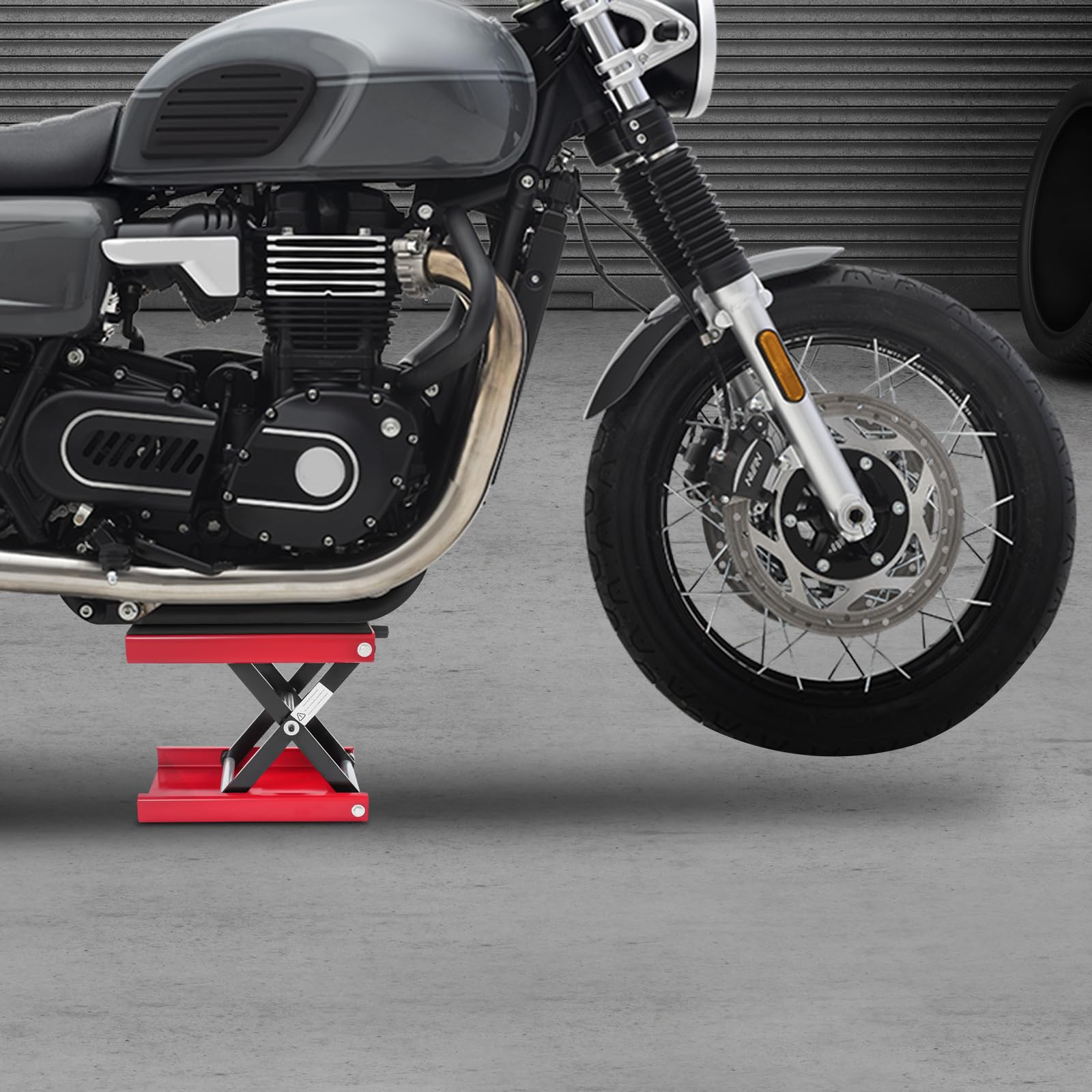 Cric élévateur de moto réglable en hauteur 9,3 à 35 cm - Charge maximale 500 kg - Pont élévateur de moto pliable pour changement de pneus et entretien avec plate-forme antidérapante (rouge)