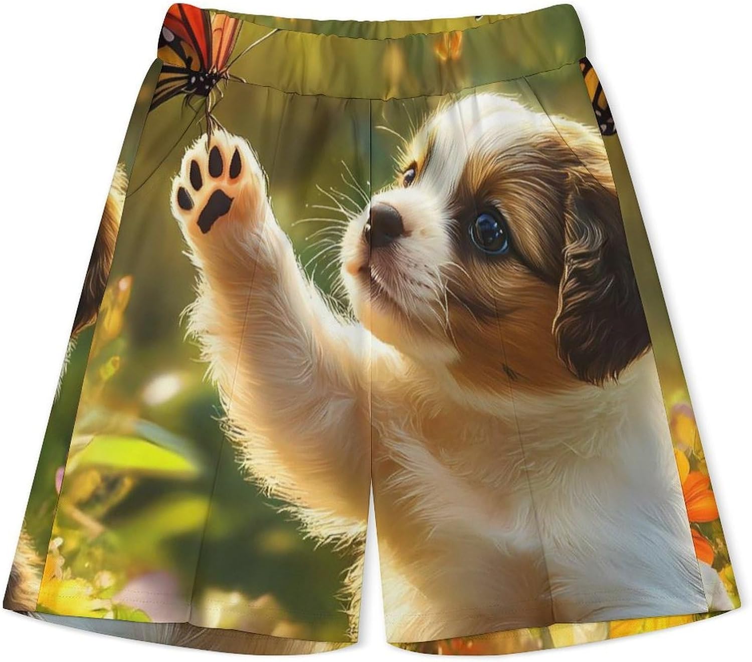 Puppy Butterfly Mens Polo Shirts Track Suits 2 Piece Short Sleeve Sweatsuit 1/4 Zip Golf Loungewear for Sports