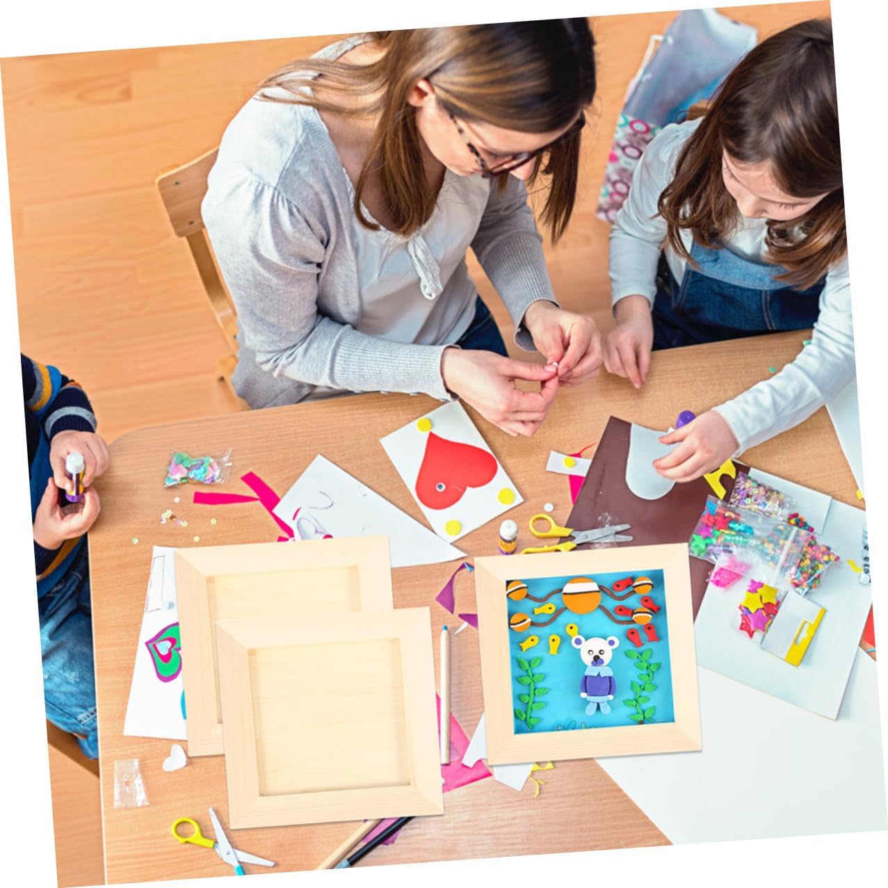 Toyvian 5pcs 12x12cm Wooden DIY Clay Picture Frames Craft Painting Display Photo Frames for Boys and Art Projects