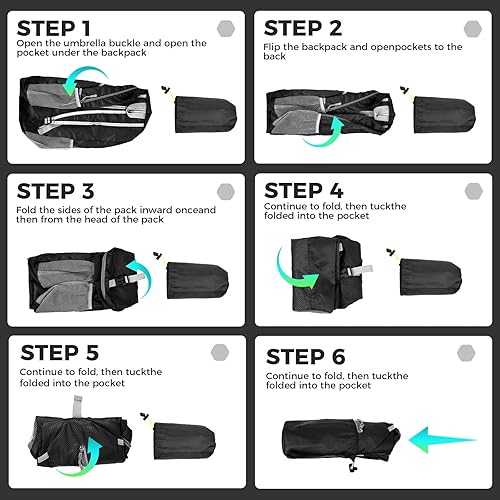 Miniatura 4 de AURUZA Mochila de senderismo de 26 litros, mochila deportiva plegable, equipo de campamento, artículos imprescindibles para viajes al aire libre