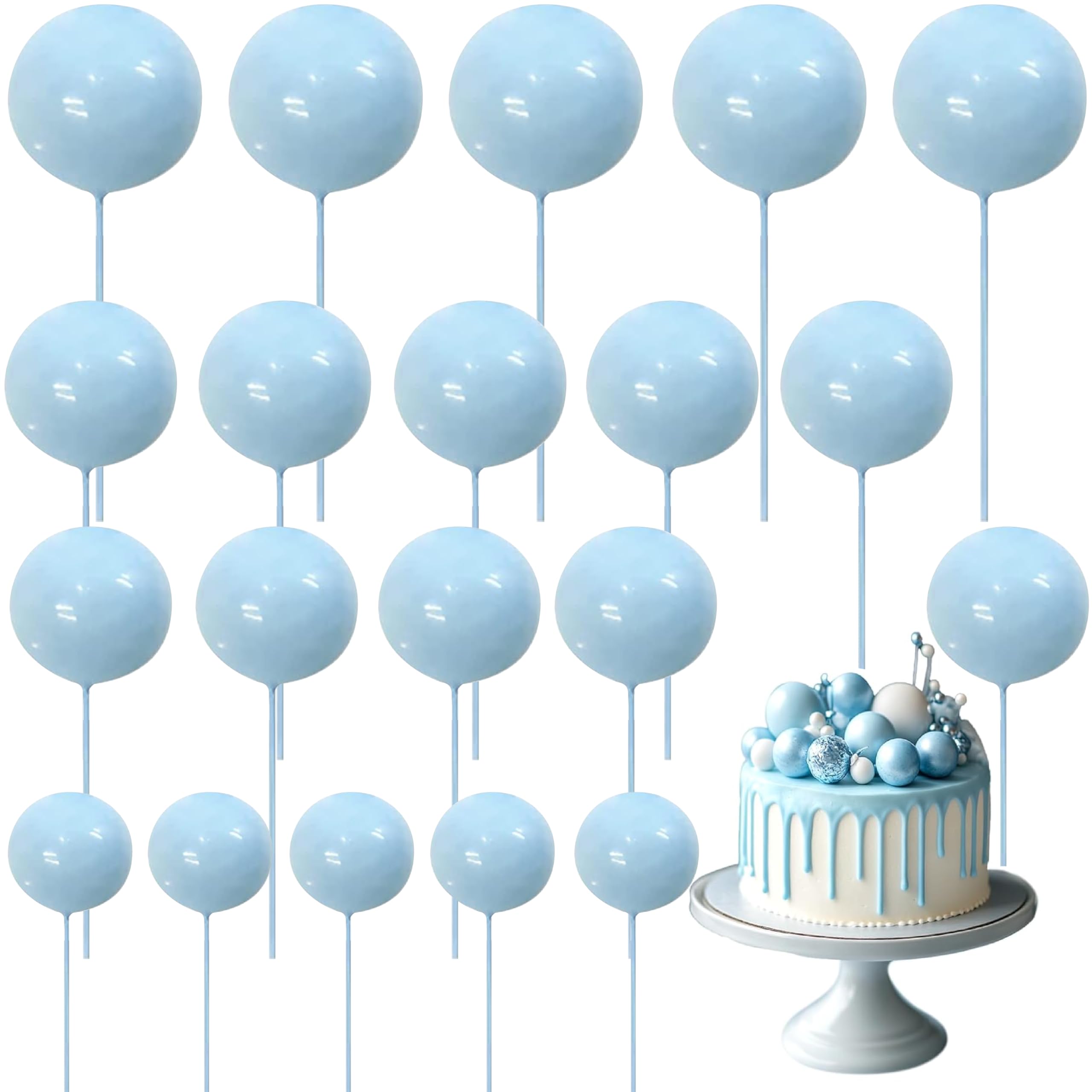 20 Stück Kuchen-Deko Mini-Ballons – 4 Größen (2–4 Cm), Hellblau | Für Geburtstag, Hochzeit, Jubiläum