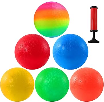 6 PCS Playground Balls, 8.5 Inch Inflatable Dodge Ball