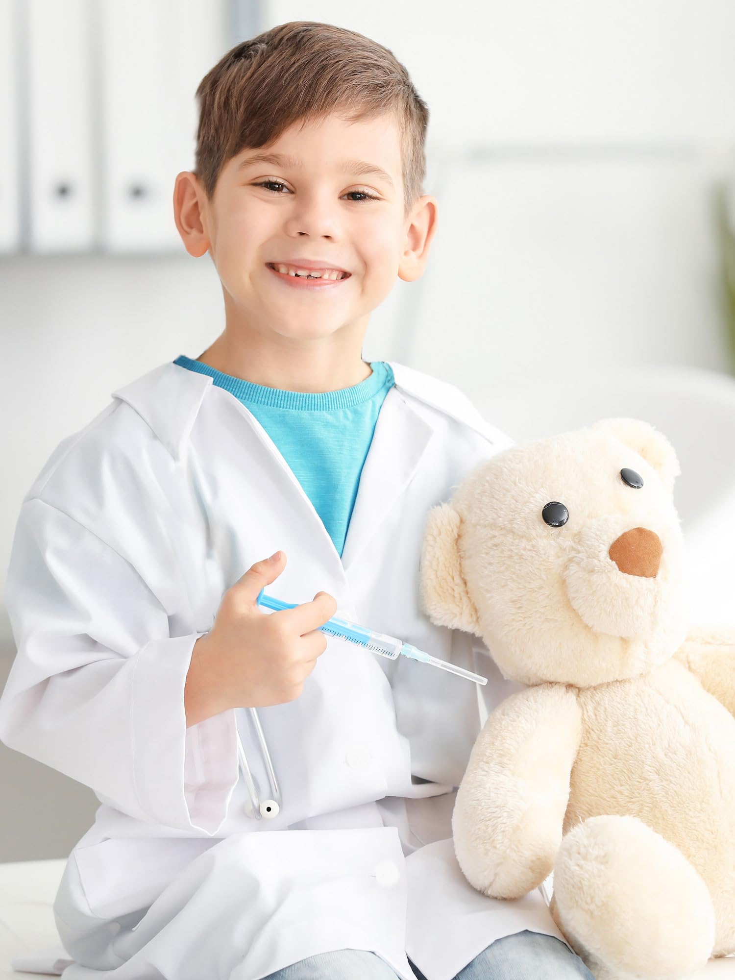 Conjunto de 8 piezas de disfraz de médico para niños, uniforme de científico, bata de laboratorio blanca para niños y niñas, disfraz de Halloween, juego de rol, cosplay