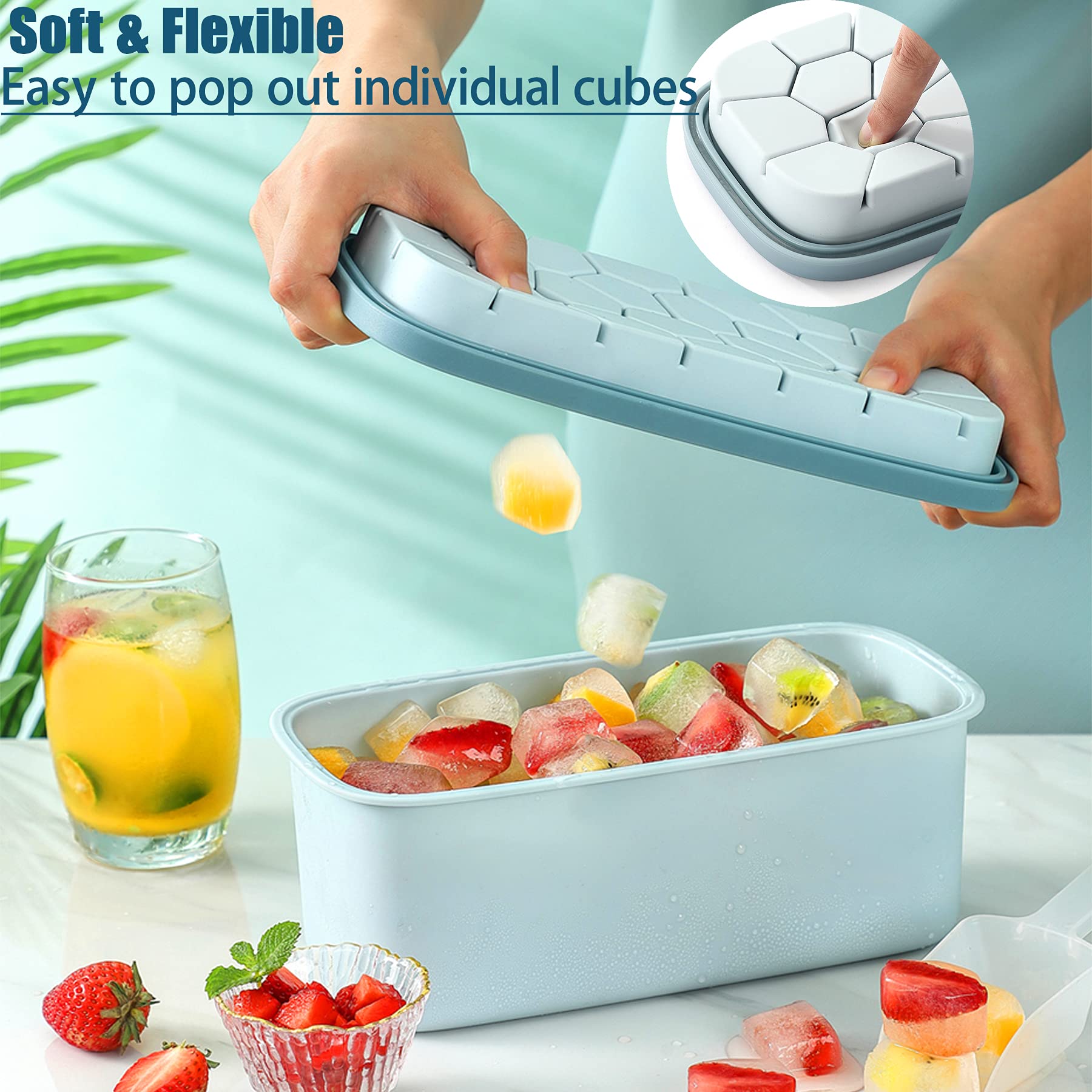 Stampo Per Ghiaccio JRISBO 3 Pezzi Con Contenitore - Cubetti 4,5cm Per Whisky E Cocktail - Foto 8