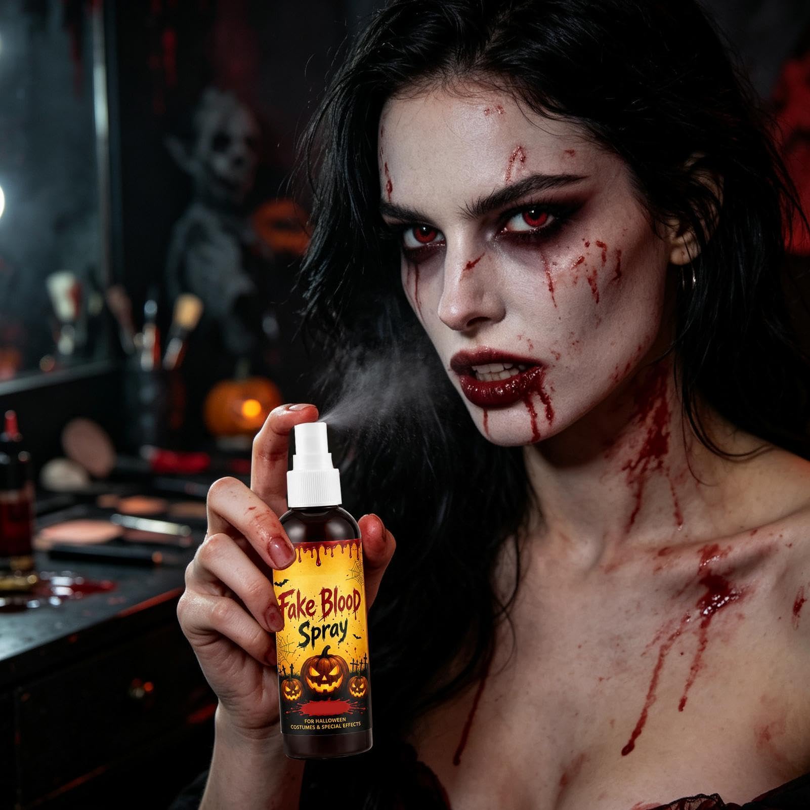Halloween spray do krwi, efekt Dripping, zmywalny makijaż | Halloween sztuczna krew makijaż do kostiumów, cosplay, na scenę, przebranie i imprezy w domu strasznego