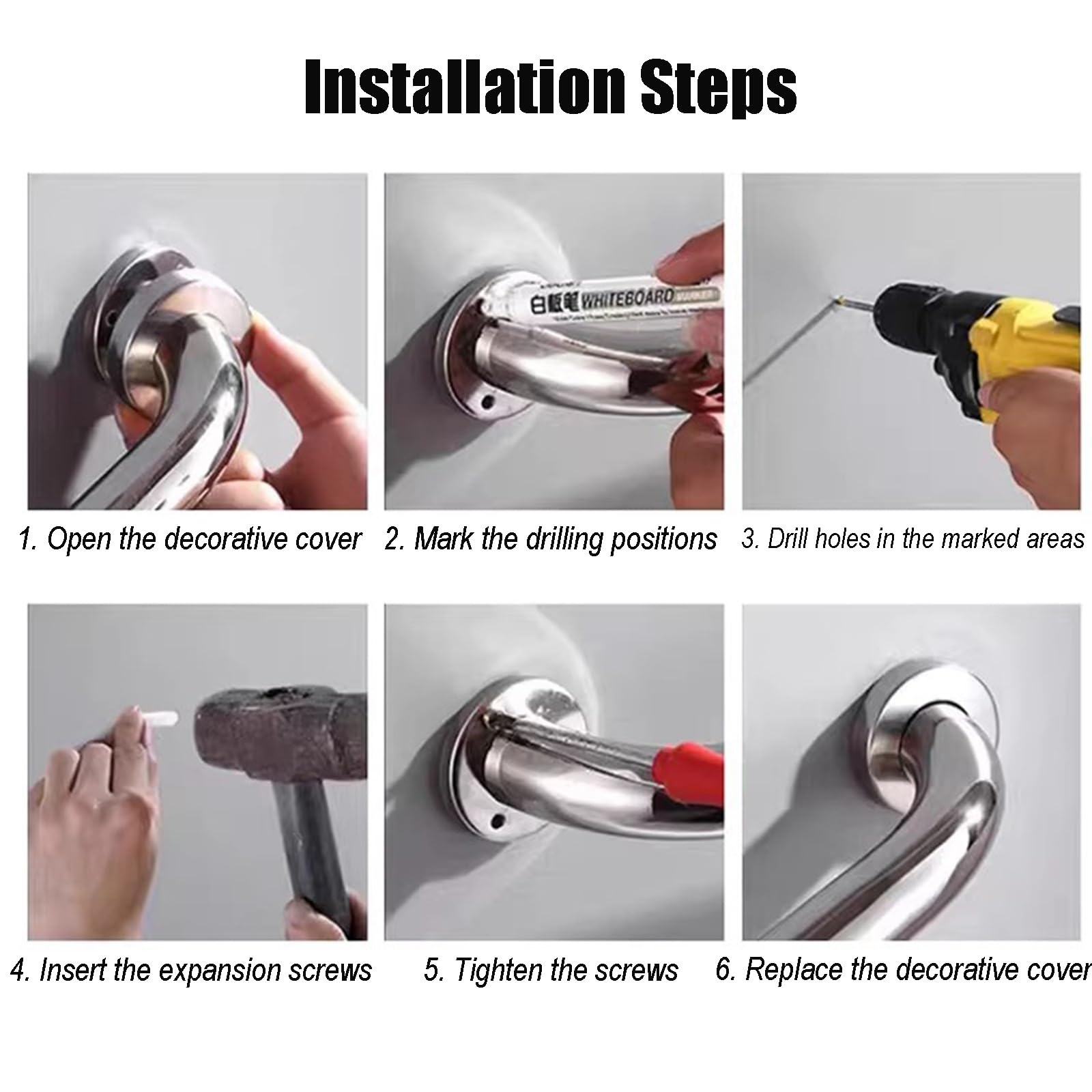Maniglione Doccia di Sicurezza Per Bagno In Acciaio Inox, Maniglione Bagno Commerciali, Kit Corrimano per Scale con Maniglia, 440 Libbre, for Disabili Anziani(120cm)