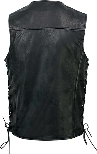 Miniatura 2 de Milwaukee Leather Chaleco de motociclista con cuello en V clásico de cuero premium para hombre - L