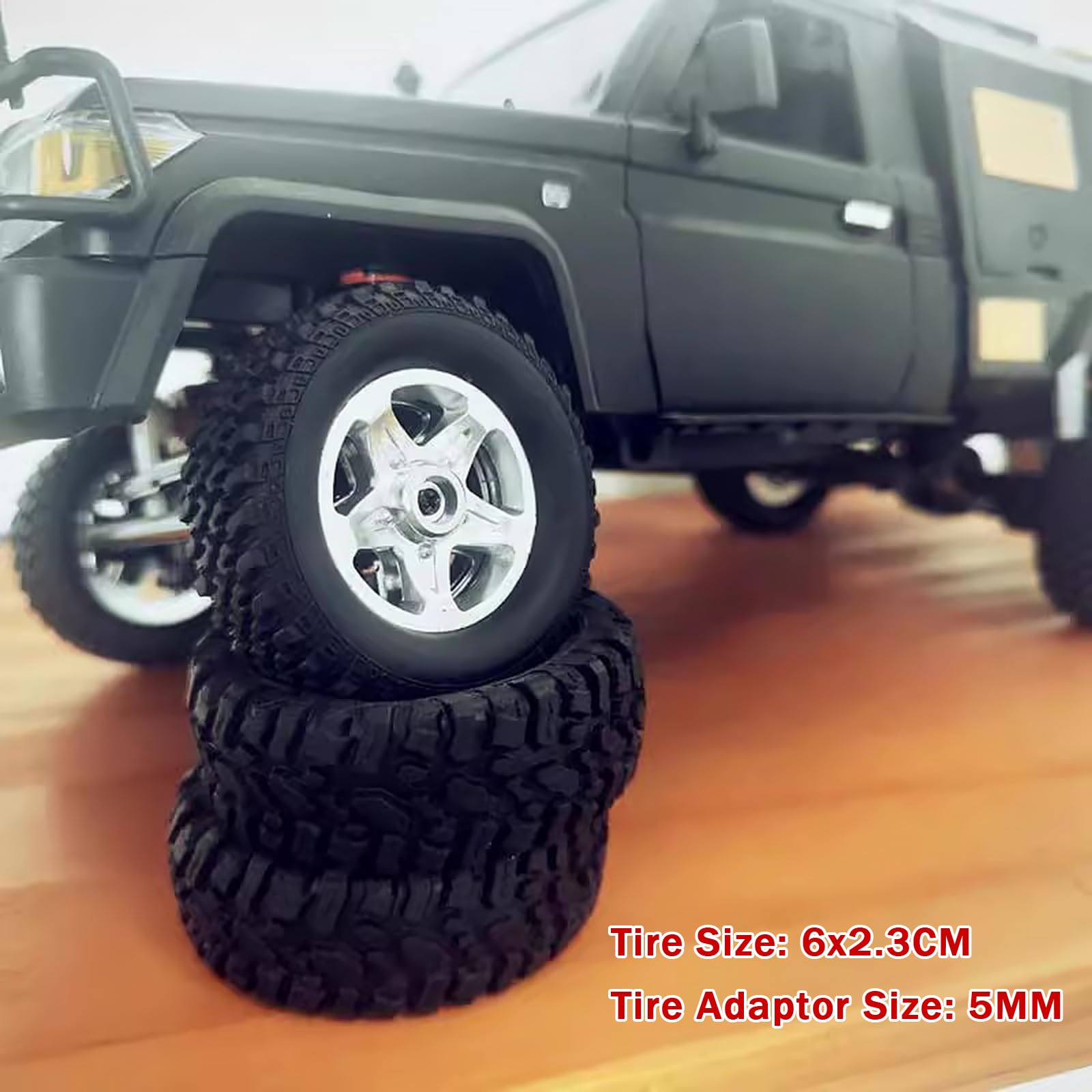 SVERTIBO Metal Wheel Tyres RC Car Parts for MNRC MN78 MN82 MN82s MN82-Pro RC Rock Crawler 4WD Off-Road RC Truck (4 Packs)