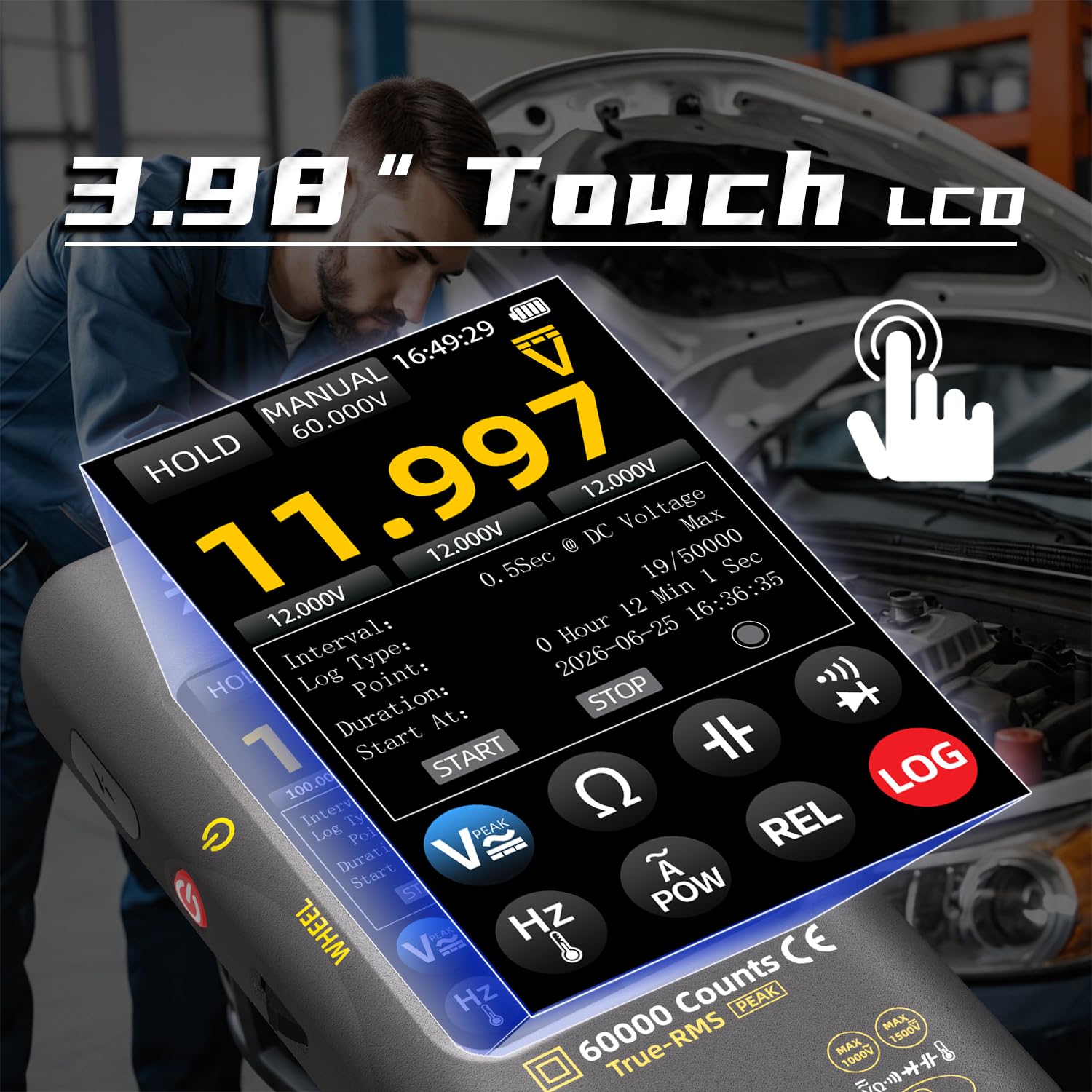 BSIDE S600A Professional Multimeter 60000 Zählungen Touchscreen, Digital und Grafisches Multimeter TRMS 1500V 10000A mit Leistungsmessung & REL Messung, Datenlogger, Flexibler Stromzange