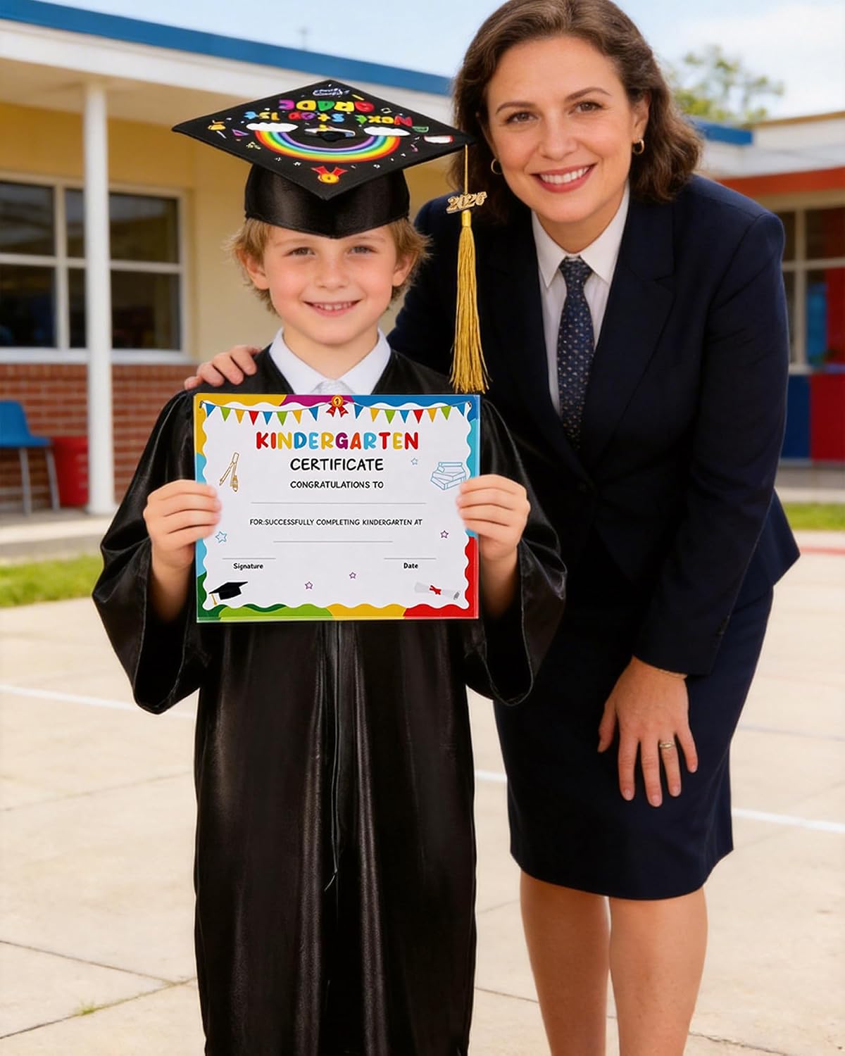 Kindergarten Graduation Cap and Gown - Kids Cap and Gown with Stole and Certificate for 2026 Preschool Graduation