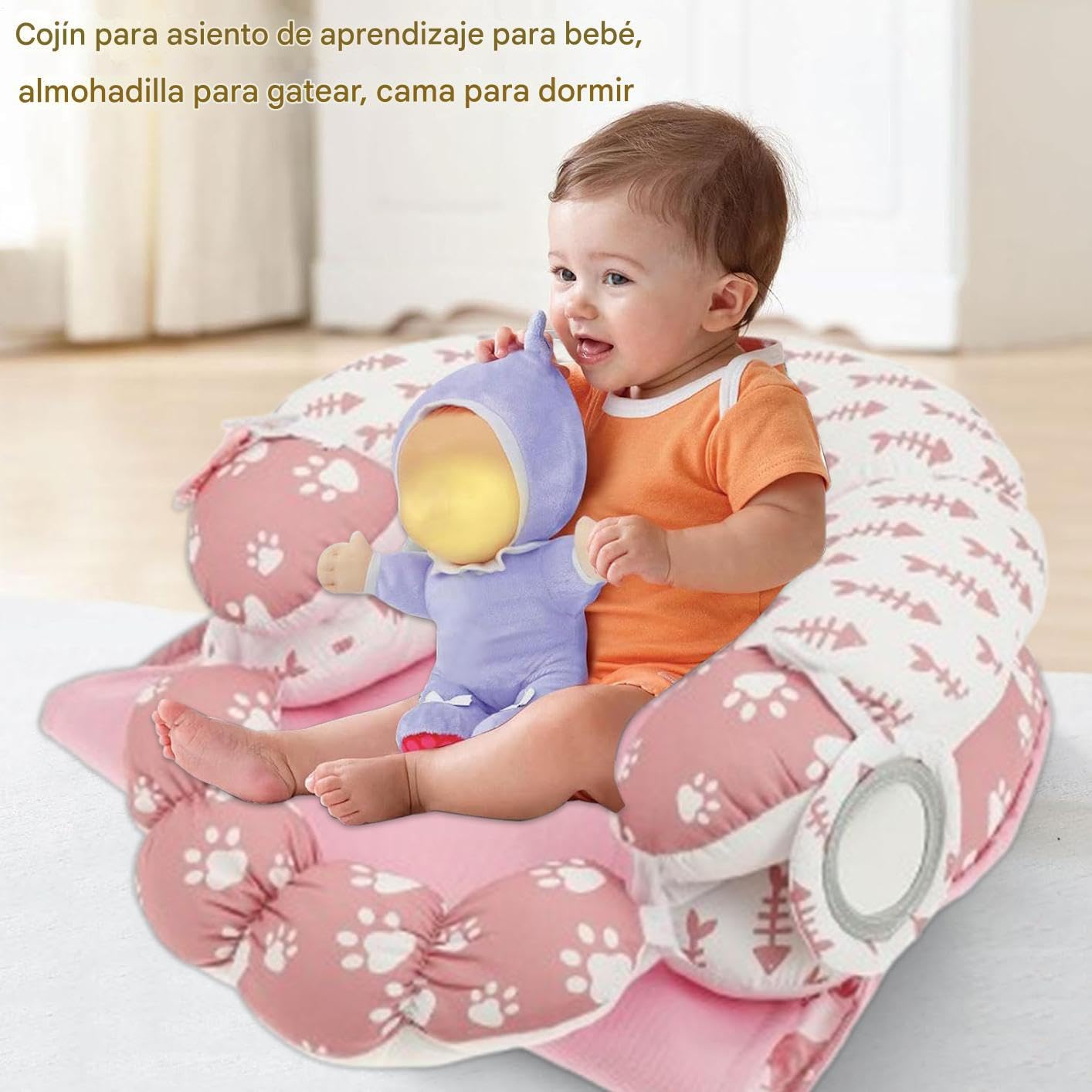 Tapete De Juegos Con Almohada Para Tummy Time Desmontable Sensorial
