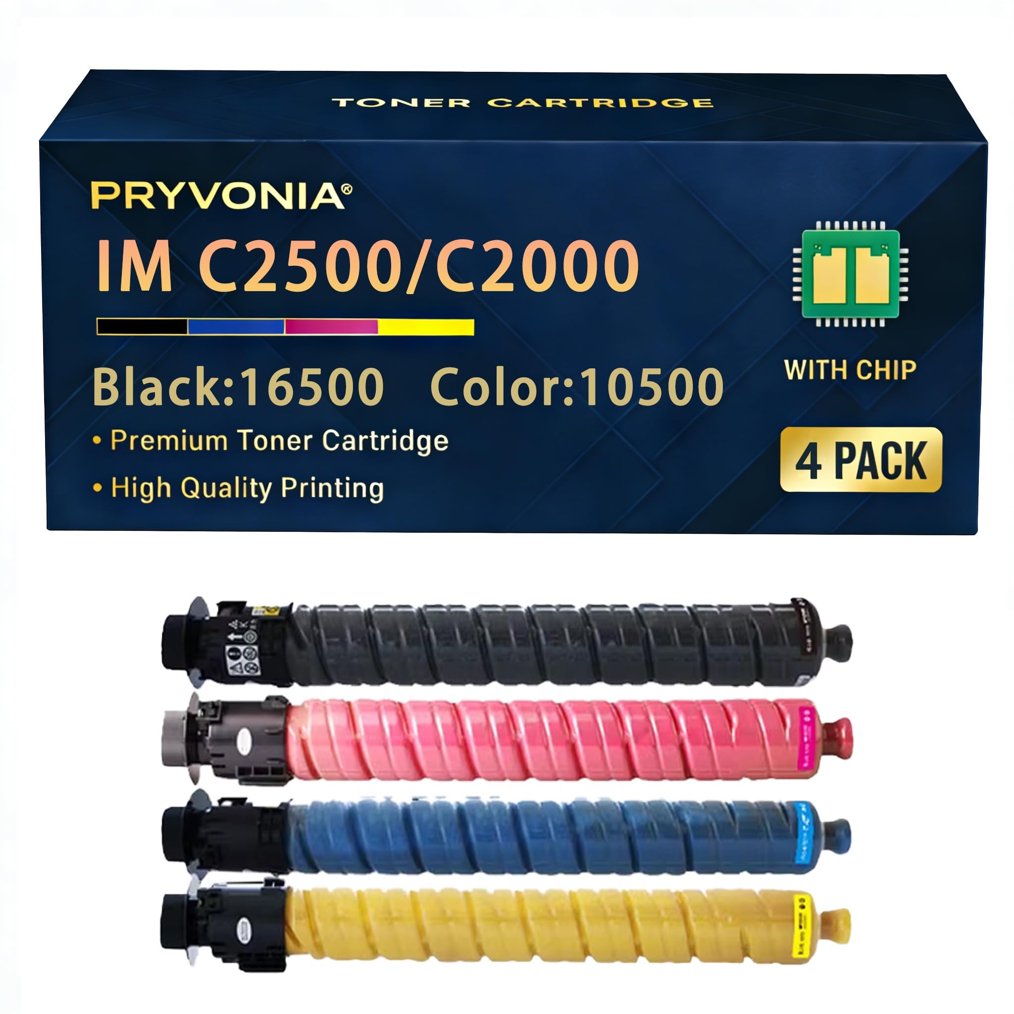 IM C2500 C2000 kompatybilne kartridże z tonerem do Ricoh C2500A C2000A zamiennik do 842307 842310 842309 842308 IMC2500 (4 sztuki w opakowaniu, czarny/cyjan/magenta/żółty)