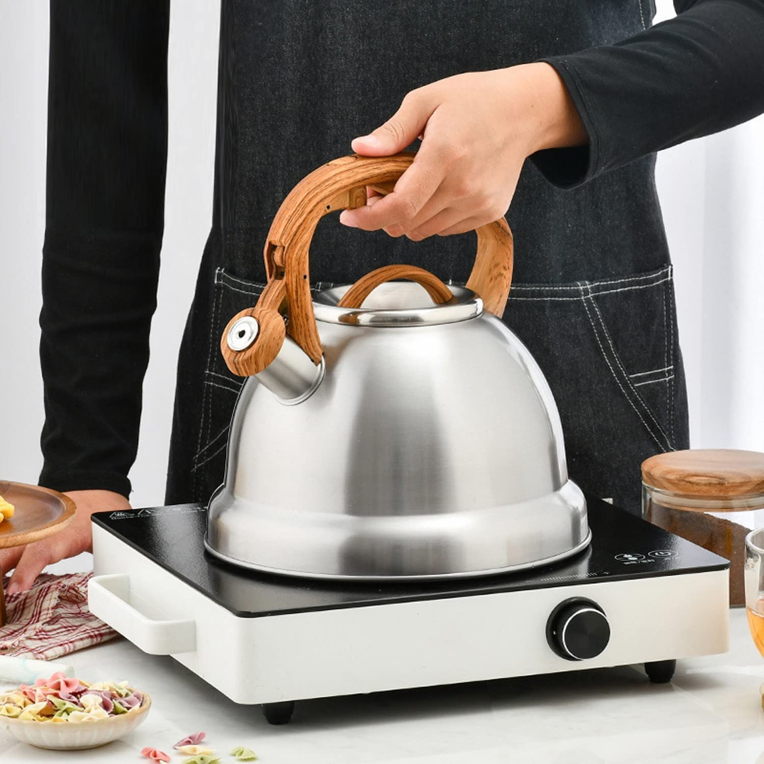 Czajnik z Gwizdkiem 3,5 L Kuchenka Z Gwizdkiem Czajnik Do Herbaty Czajnik Ze Stali Nierdzewnej Z Ergonomicznym Uchwytem Czajnik Na Gorącą Wodę Gwizdanie Czajnik Czajnik Kuchenek