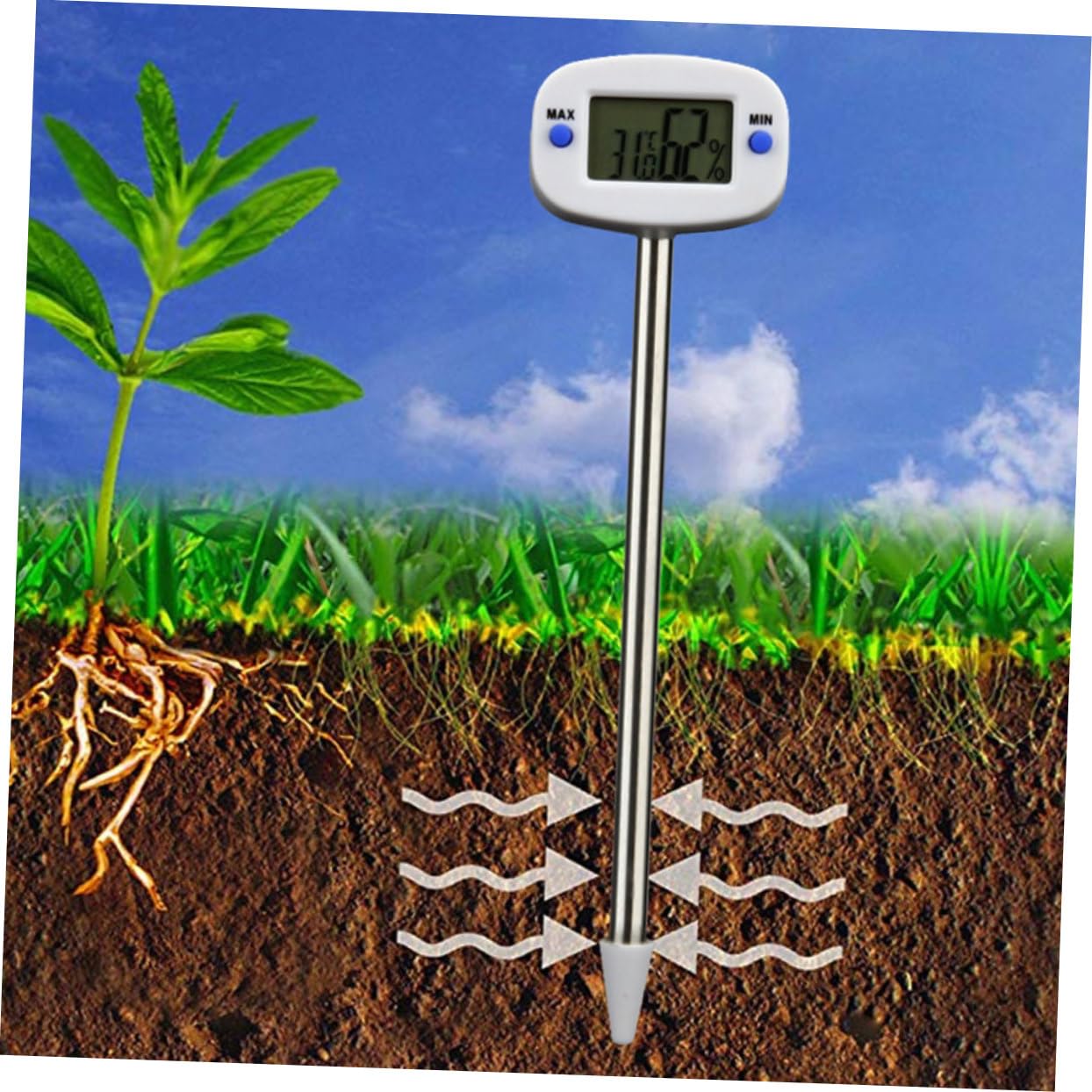 ifundom 3 Termómetros De Suelo Y Humedad Para Plantas Sensor De Compost Medidor De Humedad Para Césped Y Para Plantas De Interior
