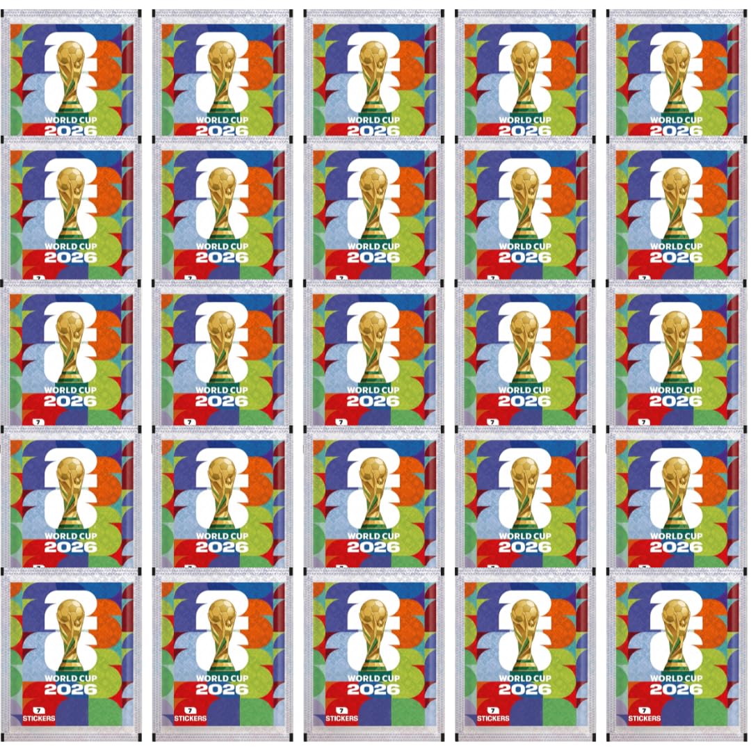 World Cup 2026 Sticker Bundle Set – 25 Versiegelte Stickertüten mit 175 Stickern & 100 Heartglobal Kartenhüllen für Sammler +Heartglobal Versandschutz (Own Brand Bundle)