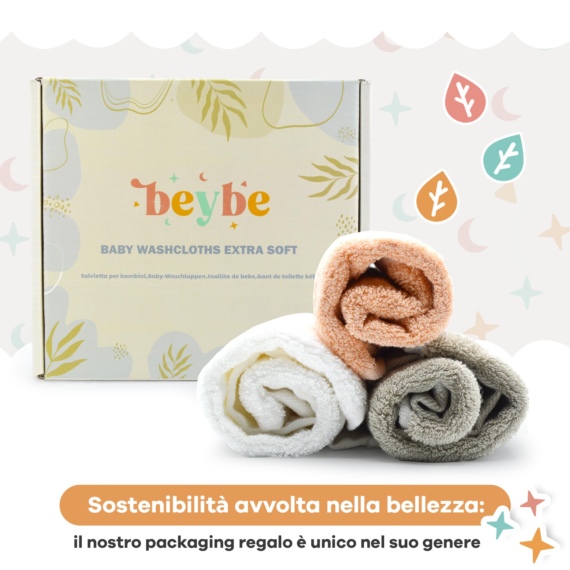 Asciugamano neonato neonato in bambù per bambini, 50 x 25 cm, set di 3 asciugamani da neonato in bambù, multiuso, indispensabile per neonato