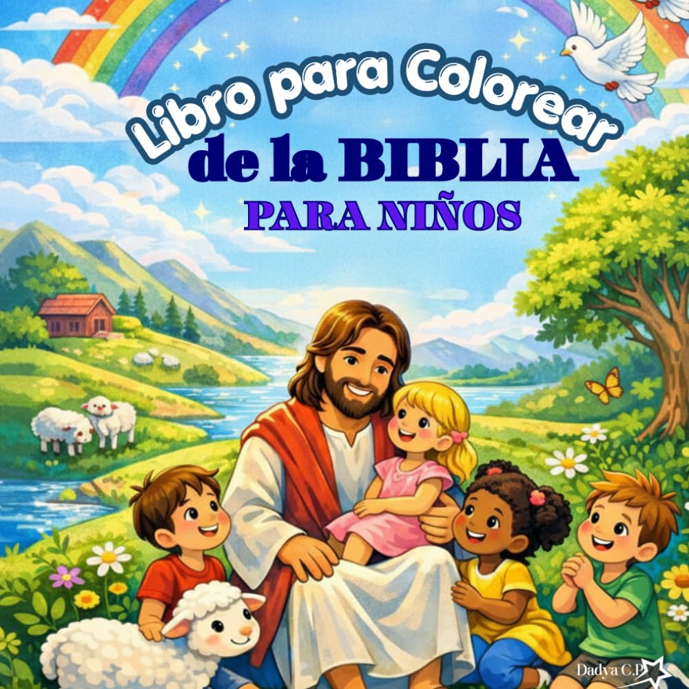 Biblia para Colorear con Versículos para Niños: Versículos Bíblicos para Colorear – Libro Cristiano con Letras Grandes y Dibujos Fáciles (Edades 3–8)