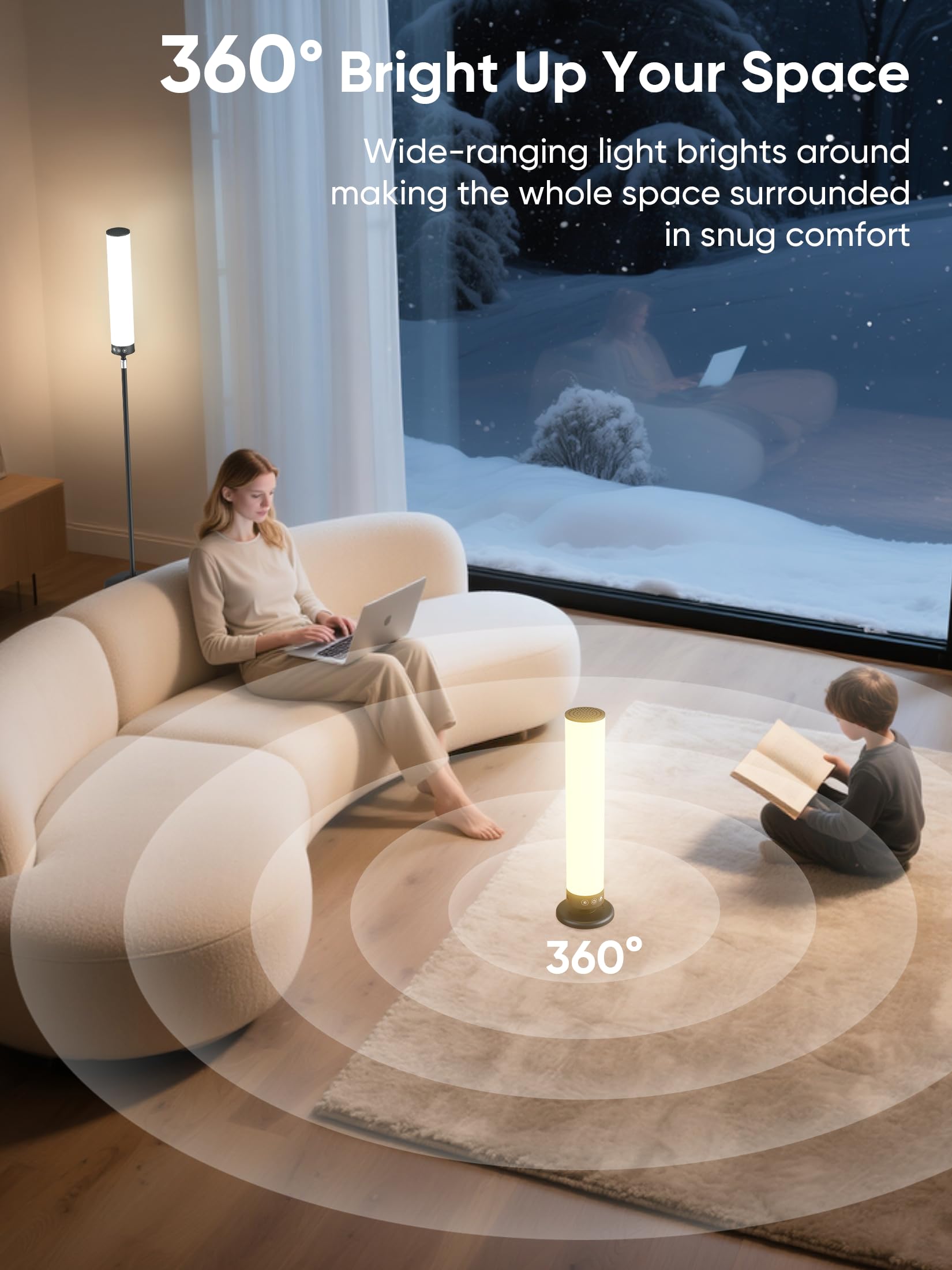 Tageslichtlampe 20000 Lux Lichttherapielampe mit Fernbedienung 2-in-1 Stand-und Tischlampe Vollspektrum 36W