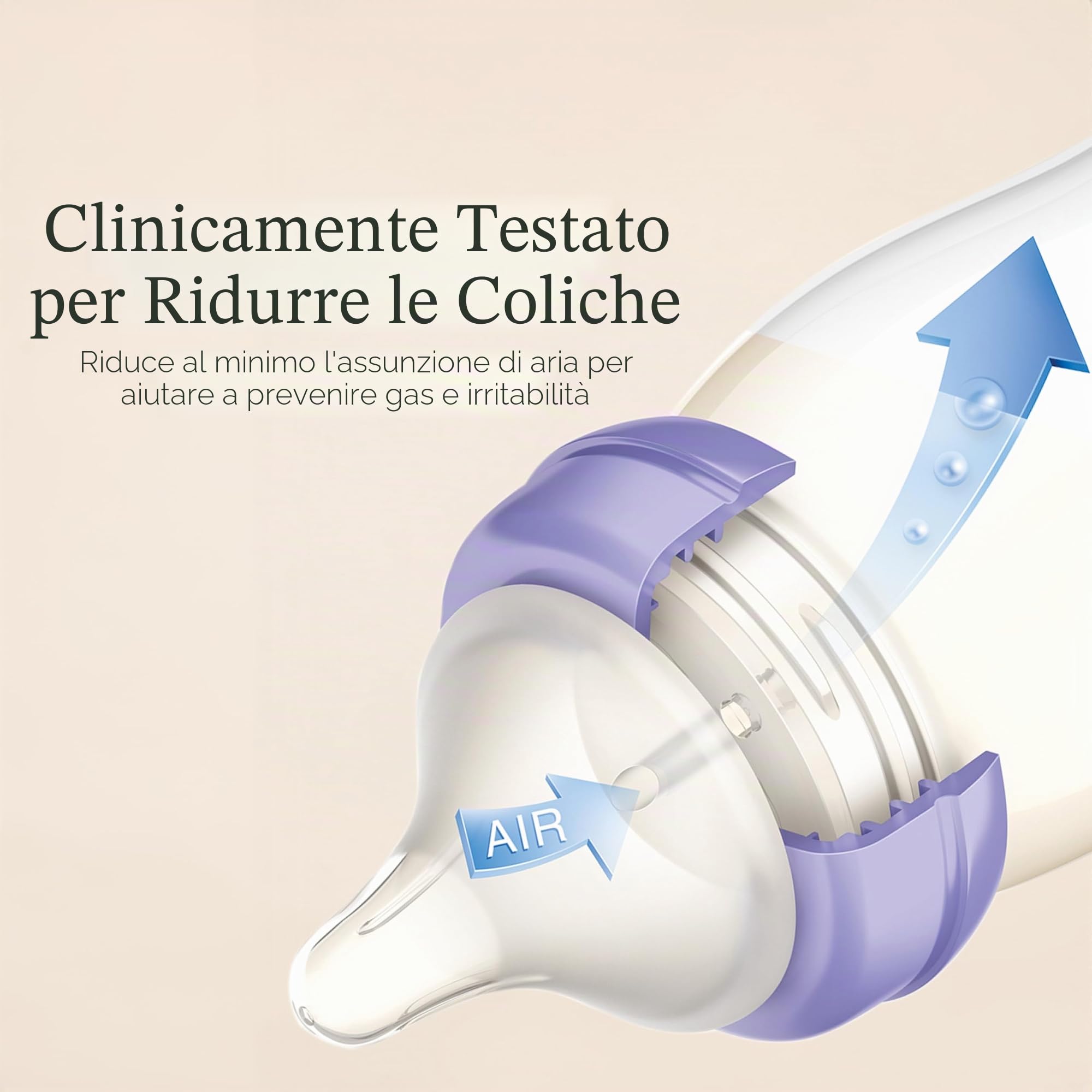 Lansinoh 4 bottiglie anti-coliche per l'allattamento al seno, 237 ml, 4 pezzi, inclusi 4 capezzoli a flusso medio, taglia M