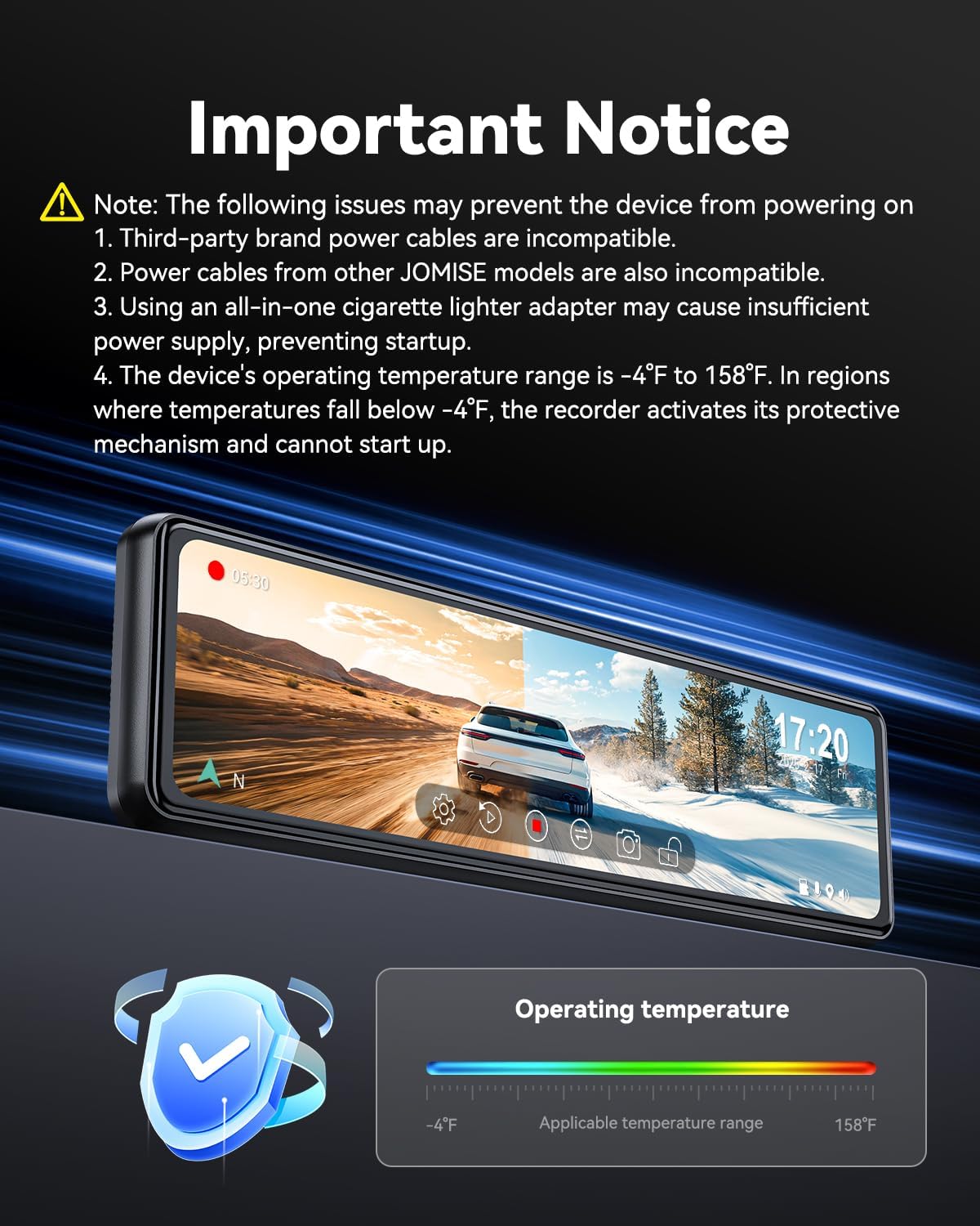 JOMISE T860+ Mirror Dash Cam 4K Front and 2.5K Rear, Detached Front Camera for 10-Minute Install, 3X Zoom Rear View Mirror Camera, 64GB Card Included, Night Vision, WDR, Parking Assist, GPS