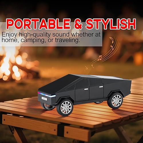Miniatura 5 de Future Style Pickup Truck Replica Altavoz Bluetooth - Modelo inalámbrico portátil con pantalla de visualización, sonido HD, emparejamiento estéreo