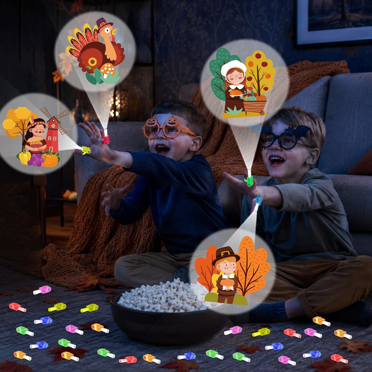 36PCS Thanksgiving Pilgrim LED Finger Light Autumn Light up Party Favors