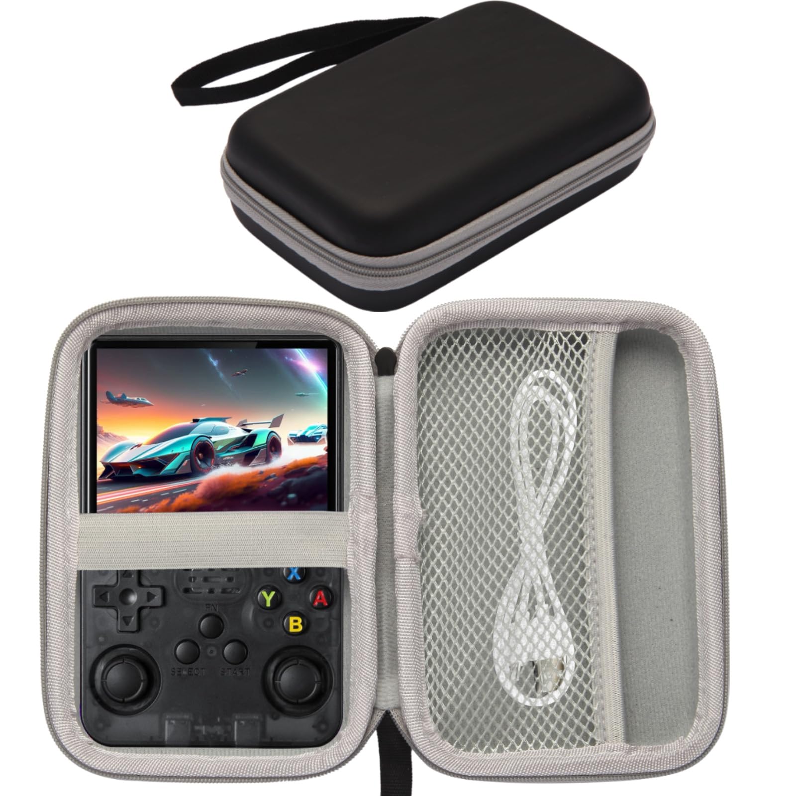 Custodia rigida per il trasporto compatibile con la console di gioco portatile R36S/R36 PRO/R40S PRO, borsa portaoggetti in EVA per accessori per console di gioco portatili da 3,5 pollici
