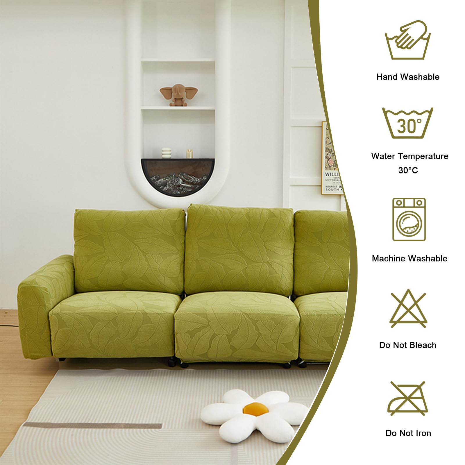 Copripoltrona Relax Reclinabile 1 Posto, Copri Poltrona Relax in Tessuto Jacquard, Fodera Poltrona Reclinabile Elasticizzato per Sedie Elettriche(Size:8 Piece Set,Color:N-Beige)