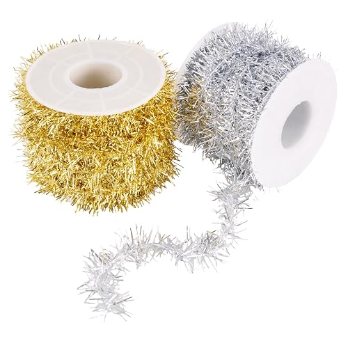 20 Yards Shiny Tinsel Garland for Easter Mixed Gold Silver