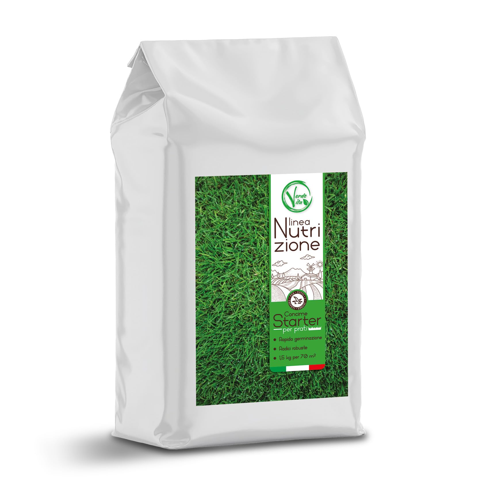 VerdeVita Concime Starter – Per Germinazione Rapida e Radici Forti – Ideale per Prato, Semi e Tappeti Erbosi – Alta Solubilità – Fertilizzante Professionale - Made in Italy (500m²)