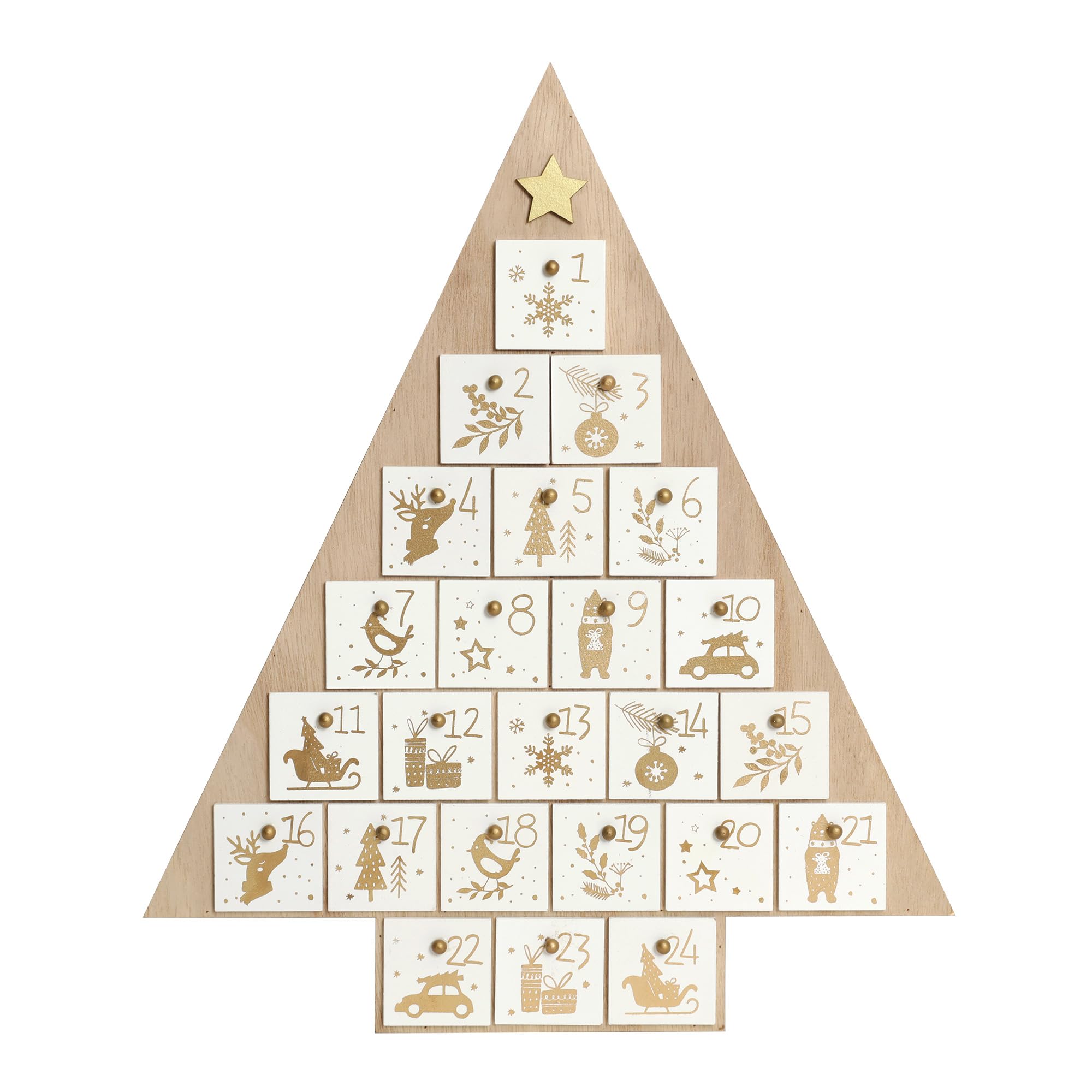 Calendario de Adviento de madera de árbol de Navidad de 15 pulgadas con 24 cajones, cuenta regresiva para Navidad, regalos de vacaciones para adultos y niños, decoración del hogar,