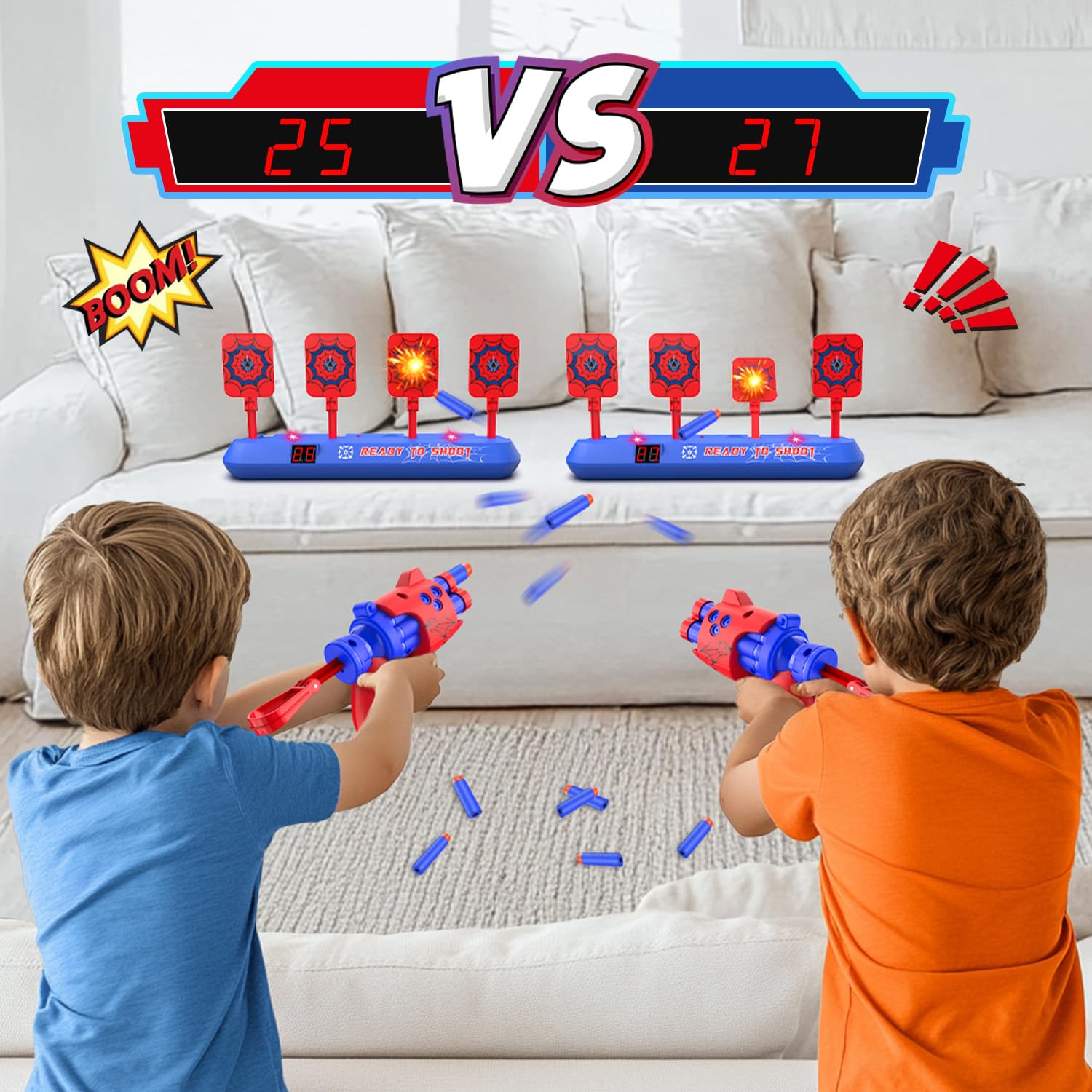 Diana Electrónico con Pistola Juguete, Objetivo de Tiro para Nerf con Restablecimiento Automático, 20 Dardos Juego Infantil, Spider Juguetes Niños 3 4 5 6 7 8 9 10 Años Regalos Cumpleaños Navidad