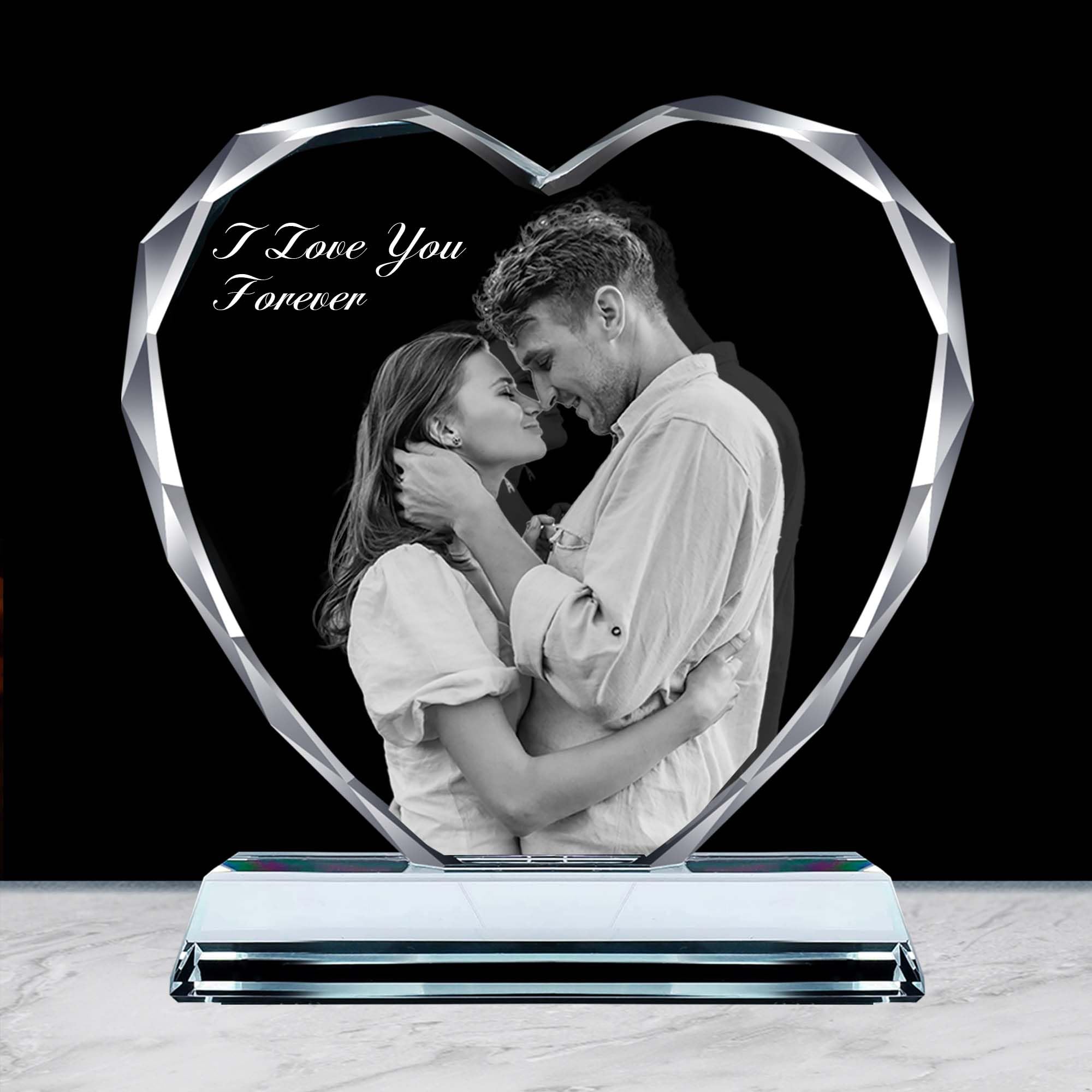 Emoragifou Custom Picture Crystal Frames, Personalized Gifts For Boyfriend Girlfriend, Christmas Customized Anniversary Birthday Gift For Women Mom Him Her Dad Wife, Romantic Memorial Wedding Gifts
