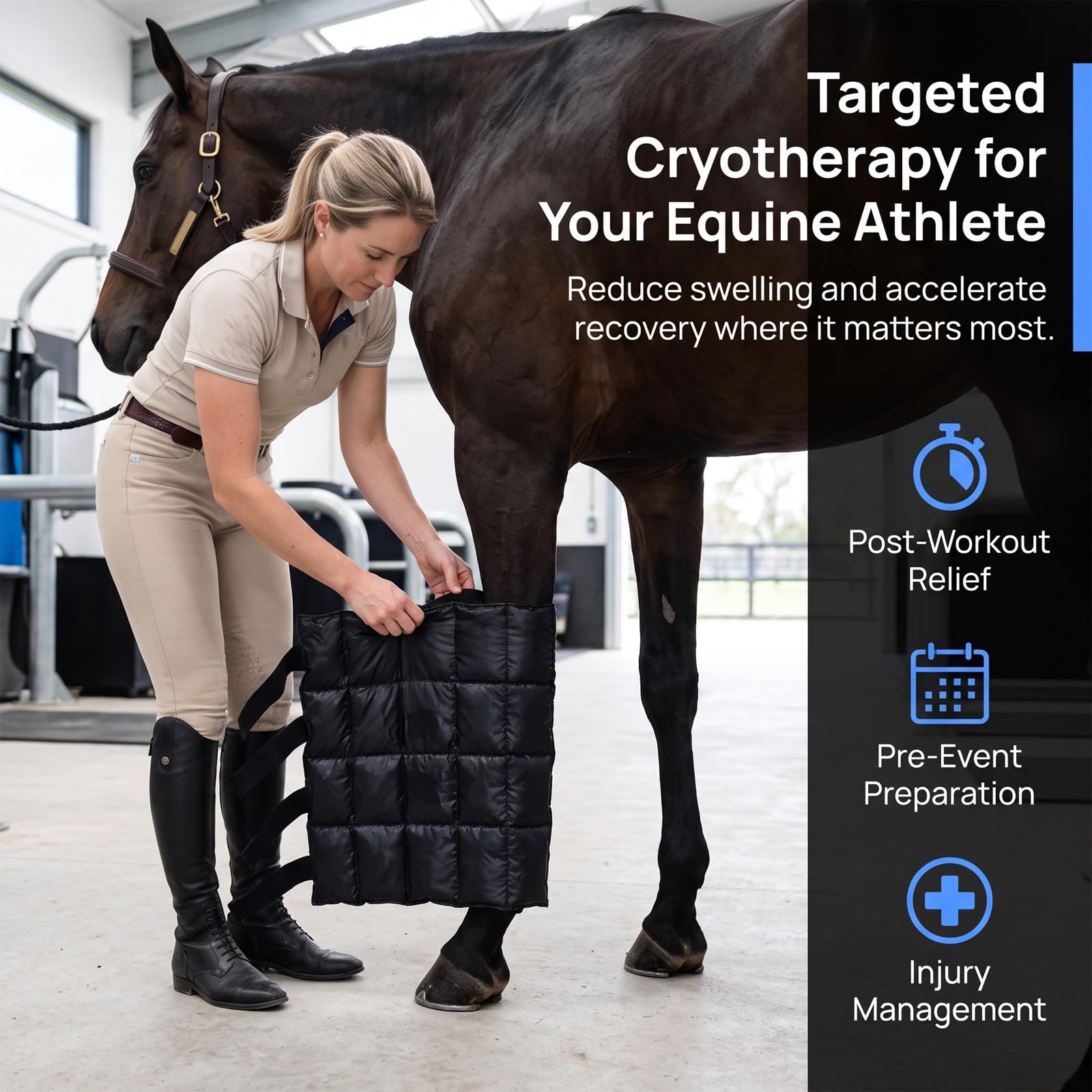 Horse Front Leg Wraps with Reusable Ice Packs Scratch-resistant Cooling Horse Leg Boots for Equestrian Training And Injury Comfortable Support for Post-workout Swelling