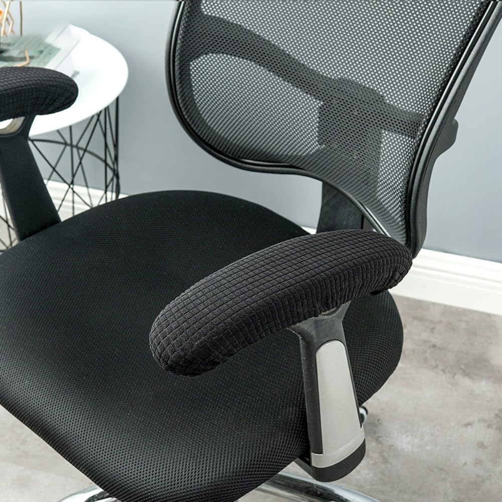 Wambere 1 Pair of Office Chair Armrest Covers Office Chair Arm Covers Removable Elastic Armrest Cover Armrest Cover Armrest Protector for Home Desk Swivel Chairs Black - Image 2