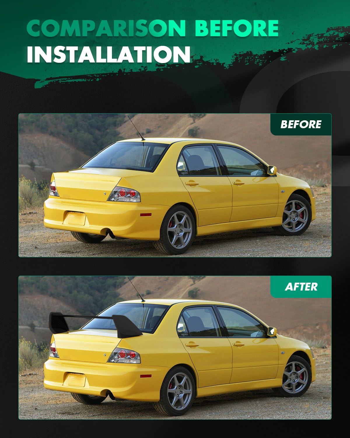 Amazon.com: SCITOO Spoiler Wing JDM EVO Style Matte Black Rear