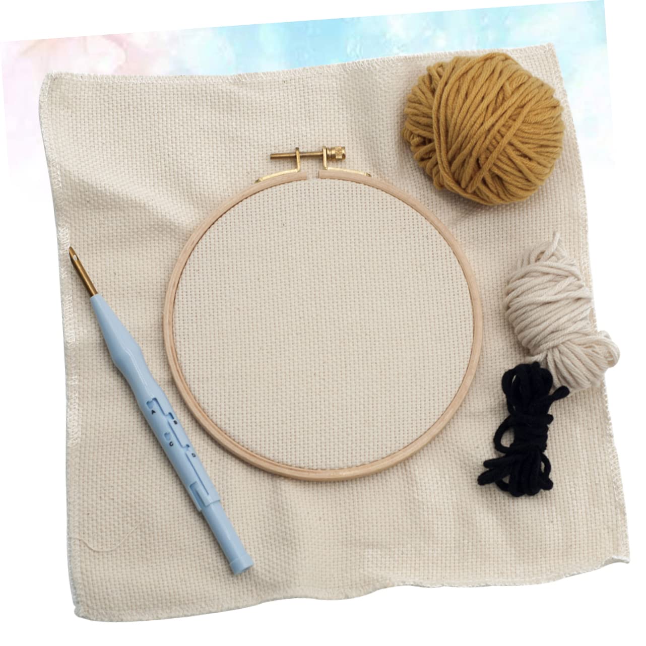 Angoily 2 Piezas Kit de Punch Needle para Principiantes con de Manualidades Aro de Plástico Set de Hilo de Lana para Diy para Adultos y Partir de