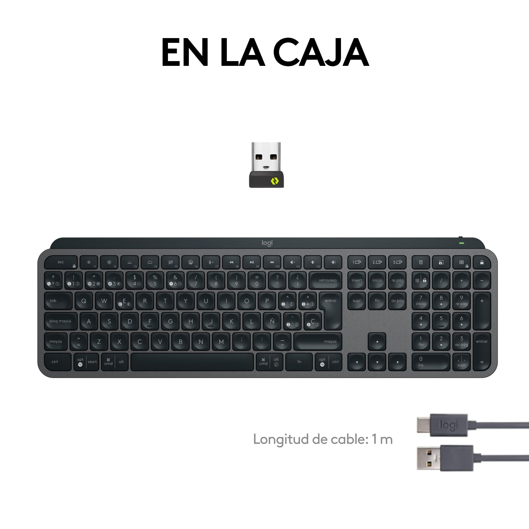 Logitech MX Keys S Teclado inalámbrico, Perfil Bajo,Escritura Fluida Precisa Silenciosa, Teclas Programables,Iluminación, Bluetooth, Carga USB C,para Windows, Linux, Chrome, Mac, QWERTY Español - Gris