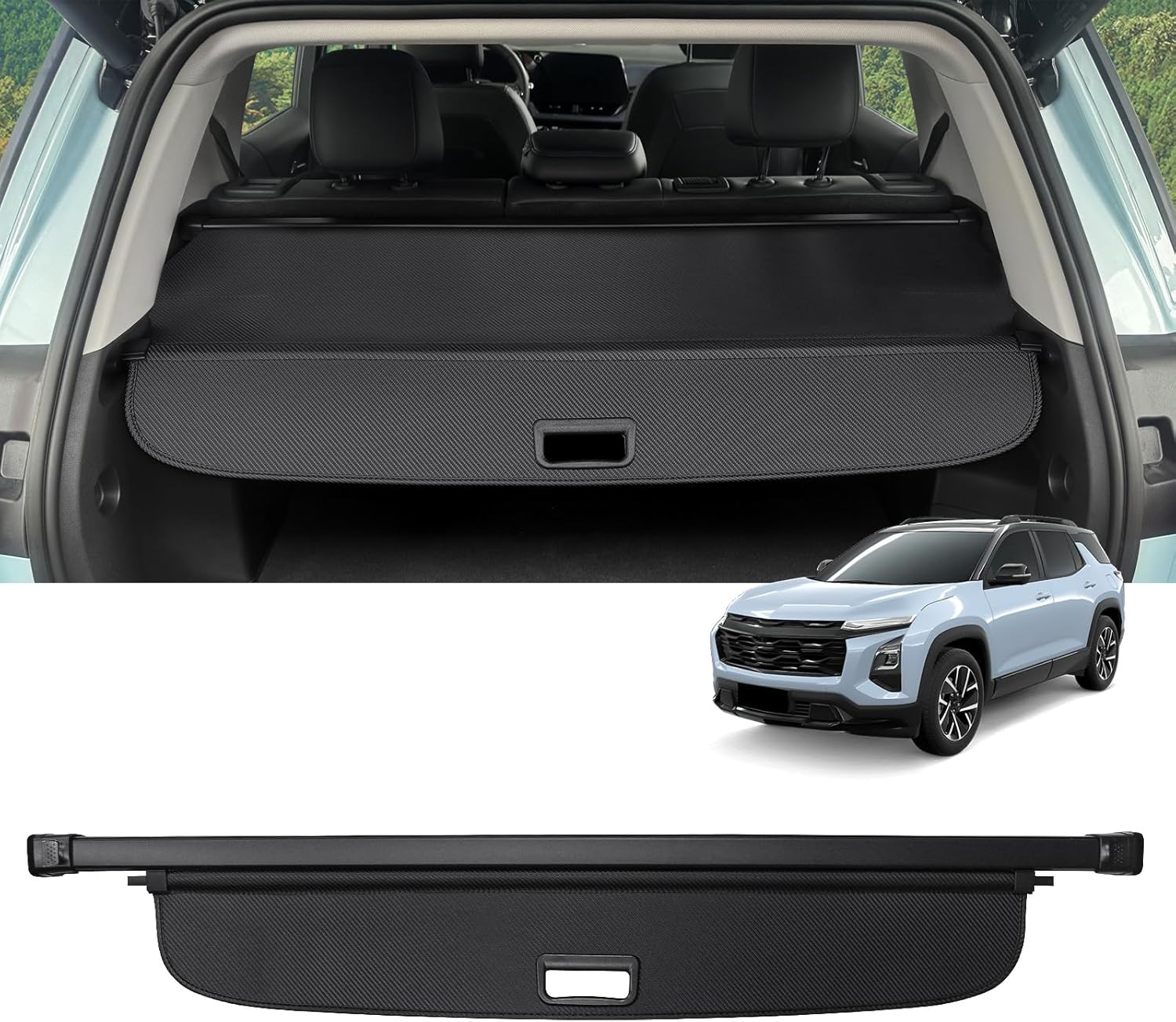 Cargo Cover for Chevrelot Equinox/GMC Terrain 2025-2026 Accessories Retractable Trunk Cover Security Shielding Shade Cargo Luggage Cover Trunk Storage Privacy Protection (Carbon Fiber Texture) For Chevrolet Equinox/GMC Terrain 2025