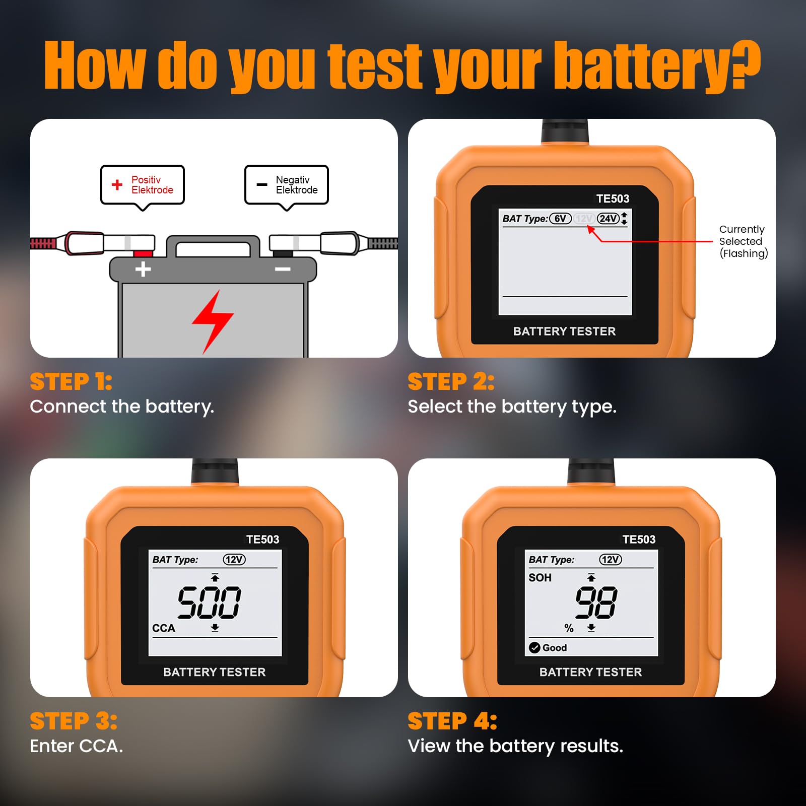 Tester Batteria Auto 6V/12V/24V Professionale 100-2000CCA 2-220Ah Digitale