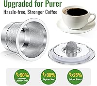 Vista 6 de CAPMESSO K-Cups reutilizables para Keurig 1.0: cápsulas de café recargables de acero inoxidable - Filtro de café de metal universal para cafetera