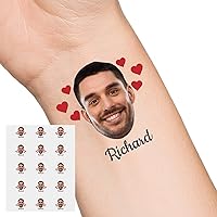 Vista 37 de Tatuajes temporales de corazón personalizados con texto y nombre, tatuaje temporal personalizado con cara para adultos, parejas, mujeres, hombres