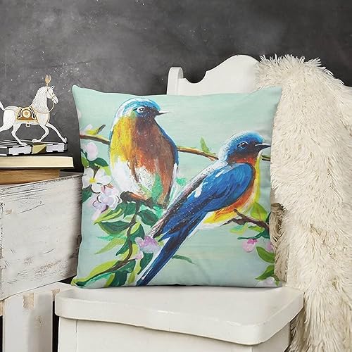 Miniatura 3 de DMIPIRLS Blue Birds in The Spring Apple Tree - Funda de cojín de felpa para sofá cama paquete de 1 funda de almohada cuadrada decorativa moderna de