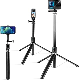 Tripod Mount for Gopro, 67in Extendable Selfie Stick Tripod with Remote for Phone, Selfie Stick Tripod Stand Handle for Go Pro Hero 12 11 10 /Max/Insta 360 X3/DJI Osmo Action Camera/iPhone