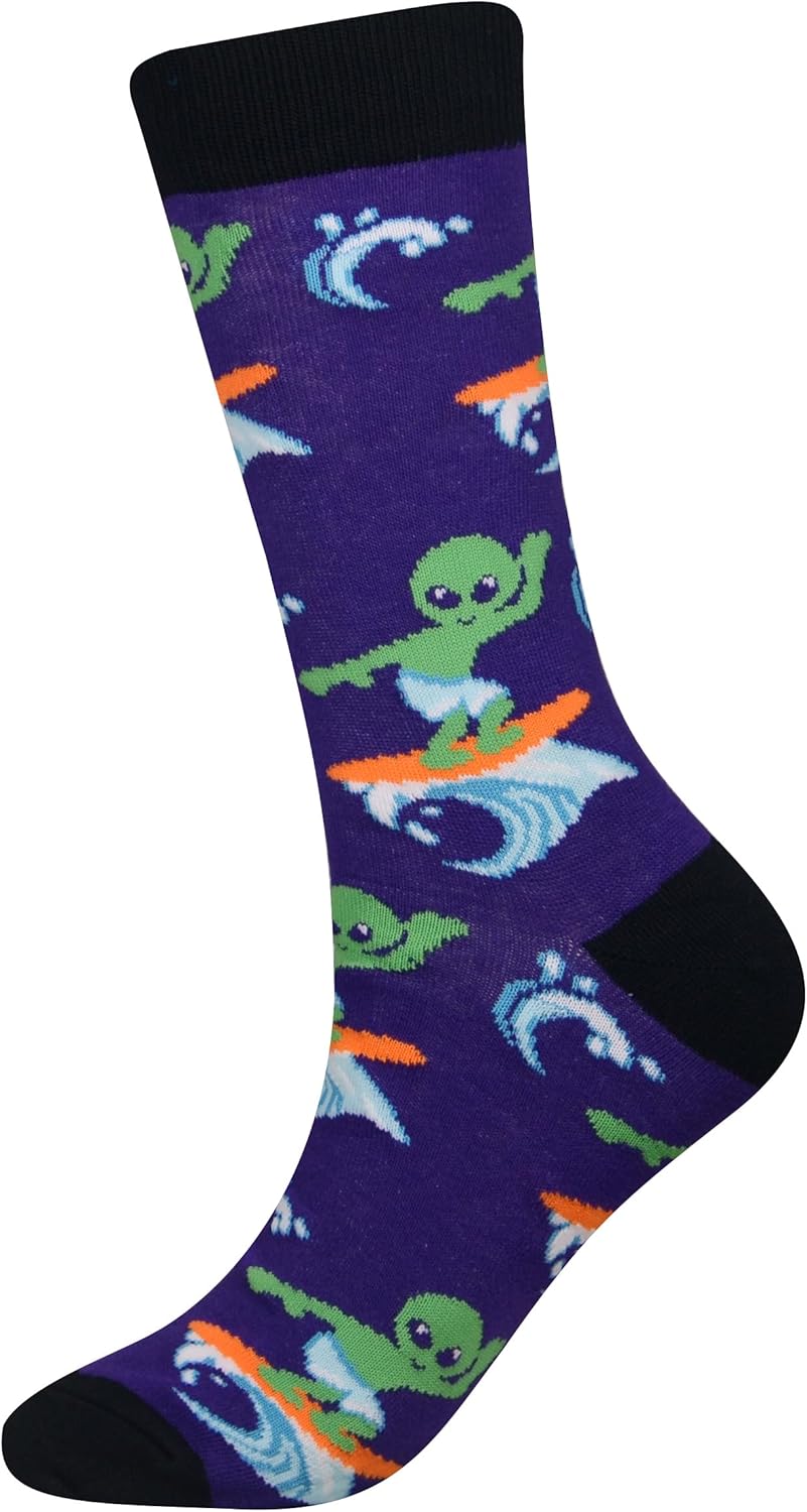 Cansok Men's 2/4 Packs Fun Crazy Novelty Dress Crew Socks - Image 5