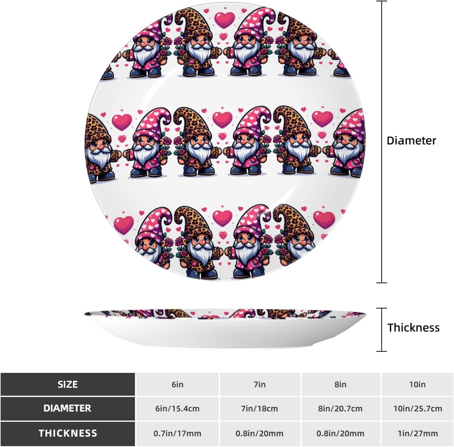 Valentine-Heart-Leopard 10 Inch Decorative Plate With Stand, Elegant Display Wall Plate For Home Decor